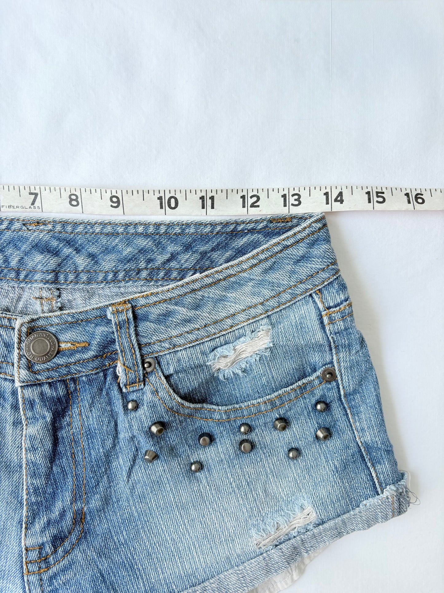 00’s Studded denim mini shorts | Size 8