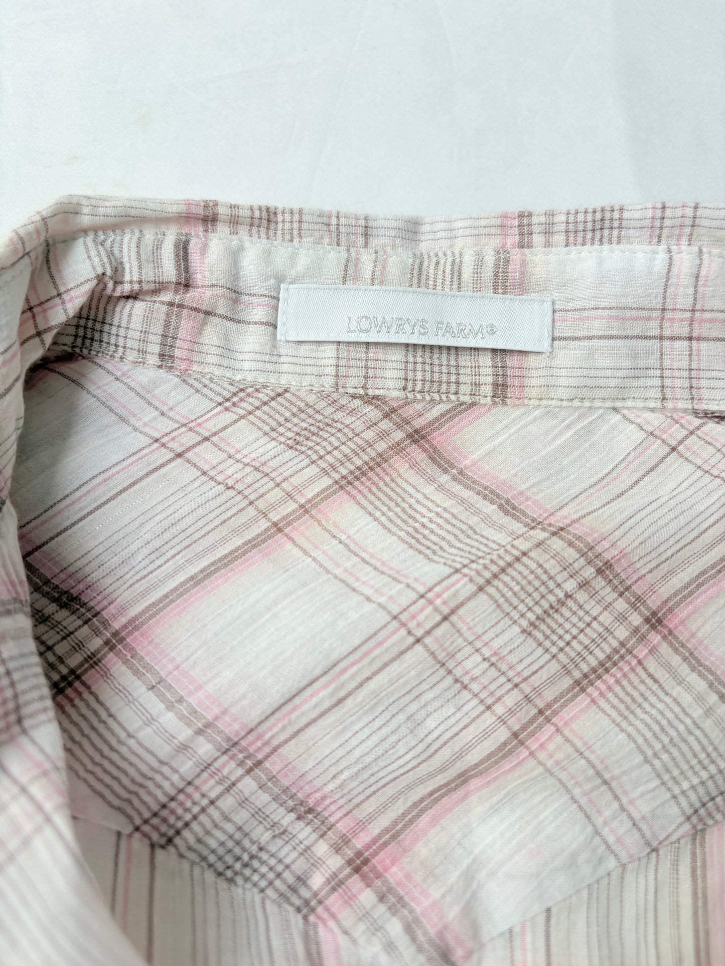 00’s Pink plaid cinched shirt | Size 8