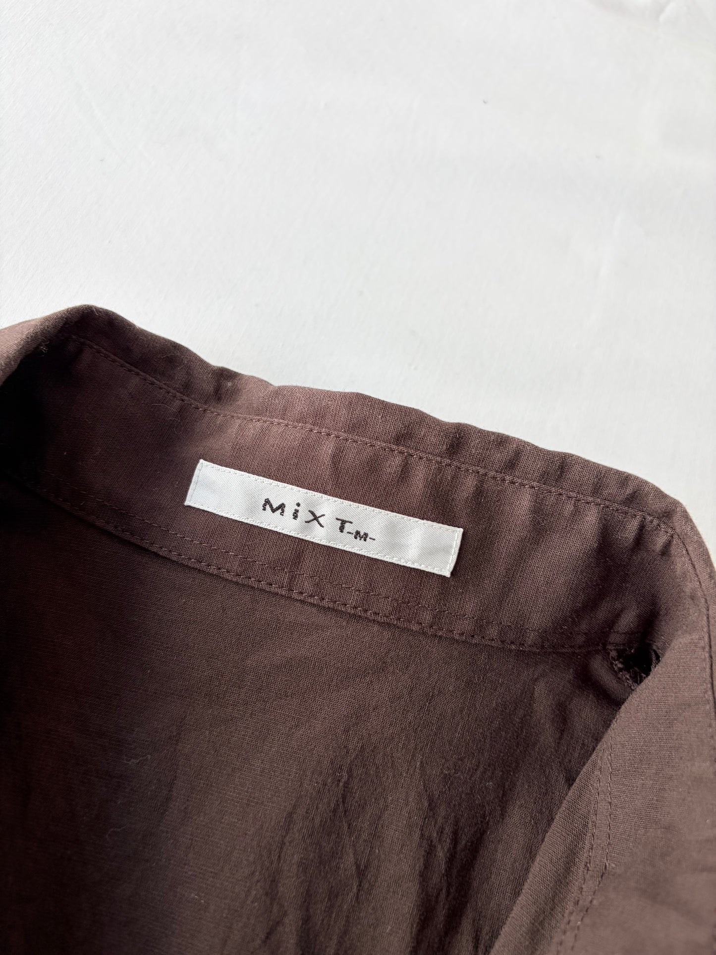 00’s Chocolate brown cinched shirt | Size 8-10