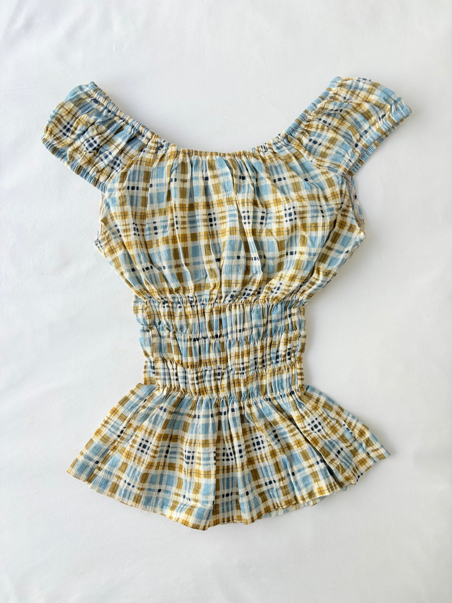 00’s Milkmaid blue and yellow top | Size 10