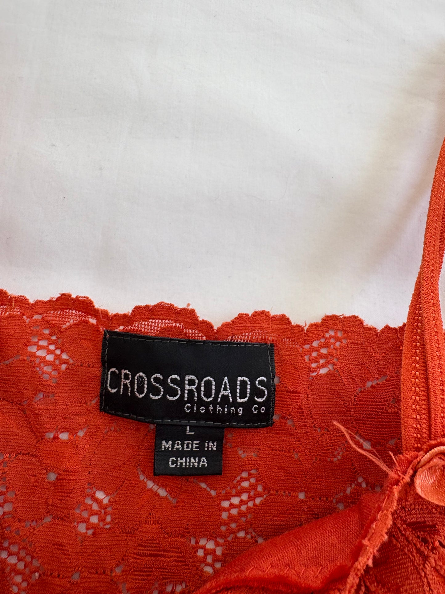 00’s Crossroads orange lace cami | Size large
