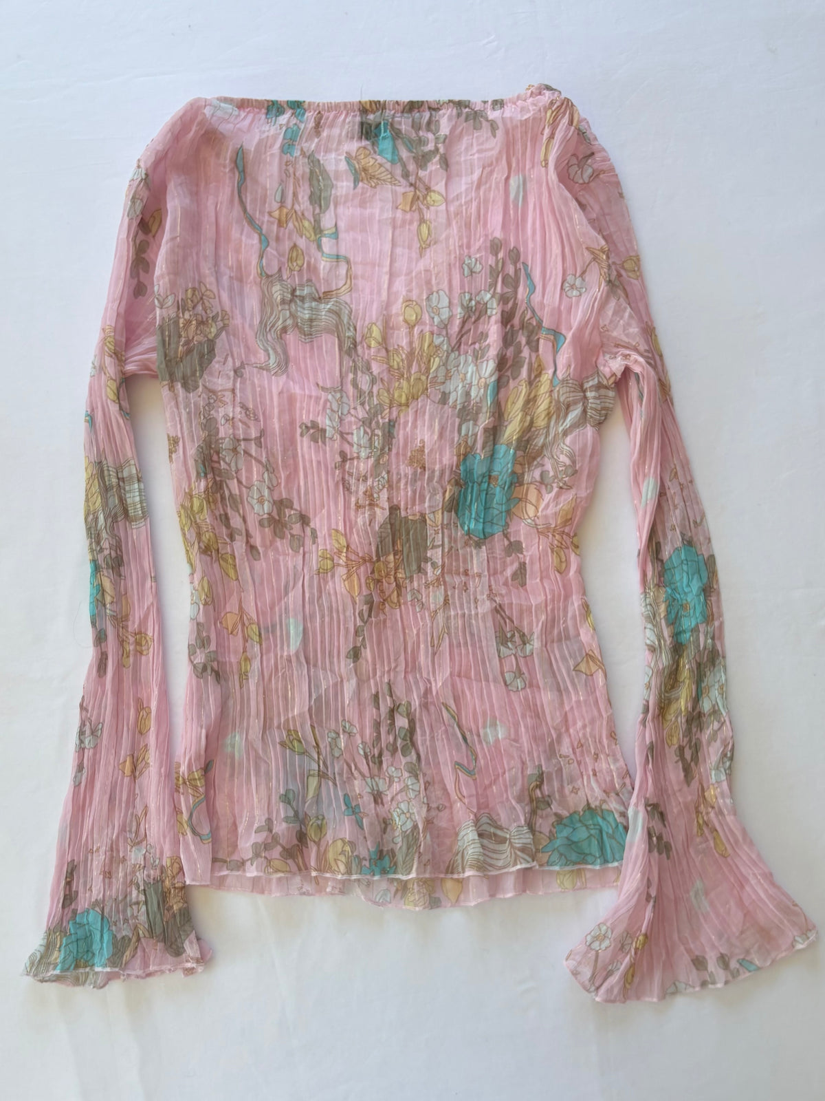 00’s UDA flared baby pink top | Size 8-10