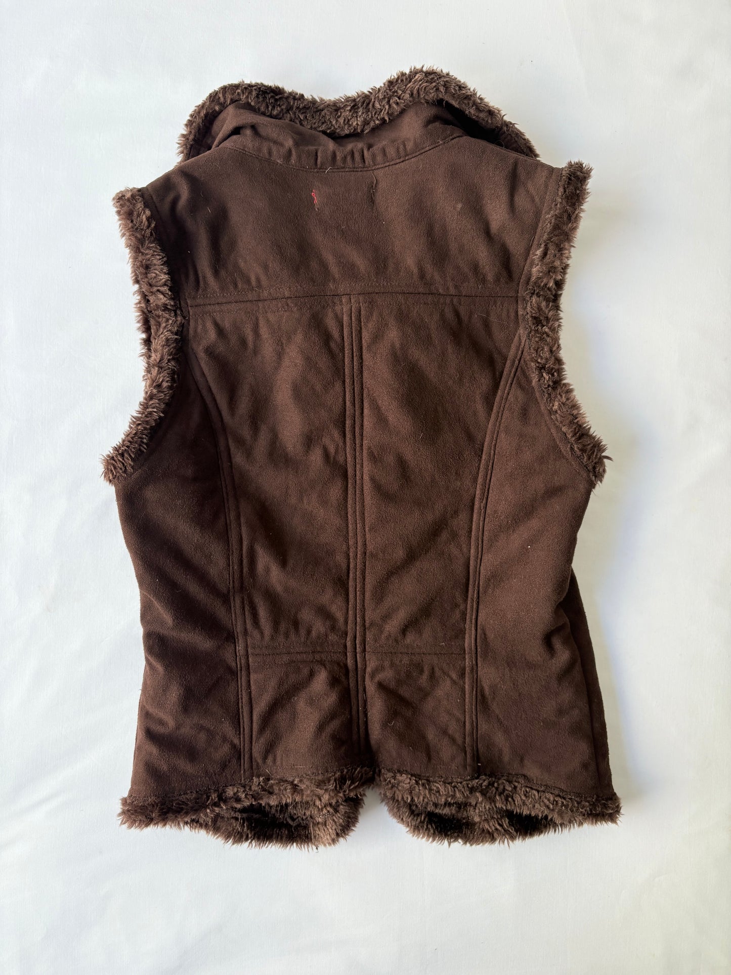 00’s Chocolate brown fur vest | Size 8