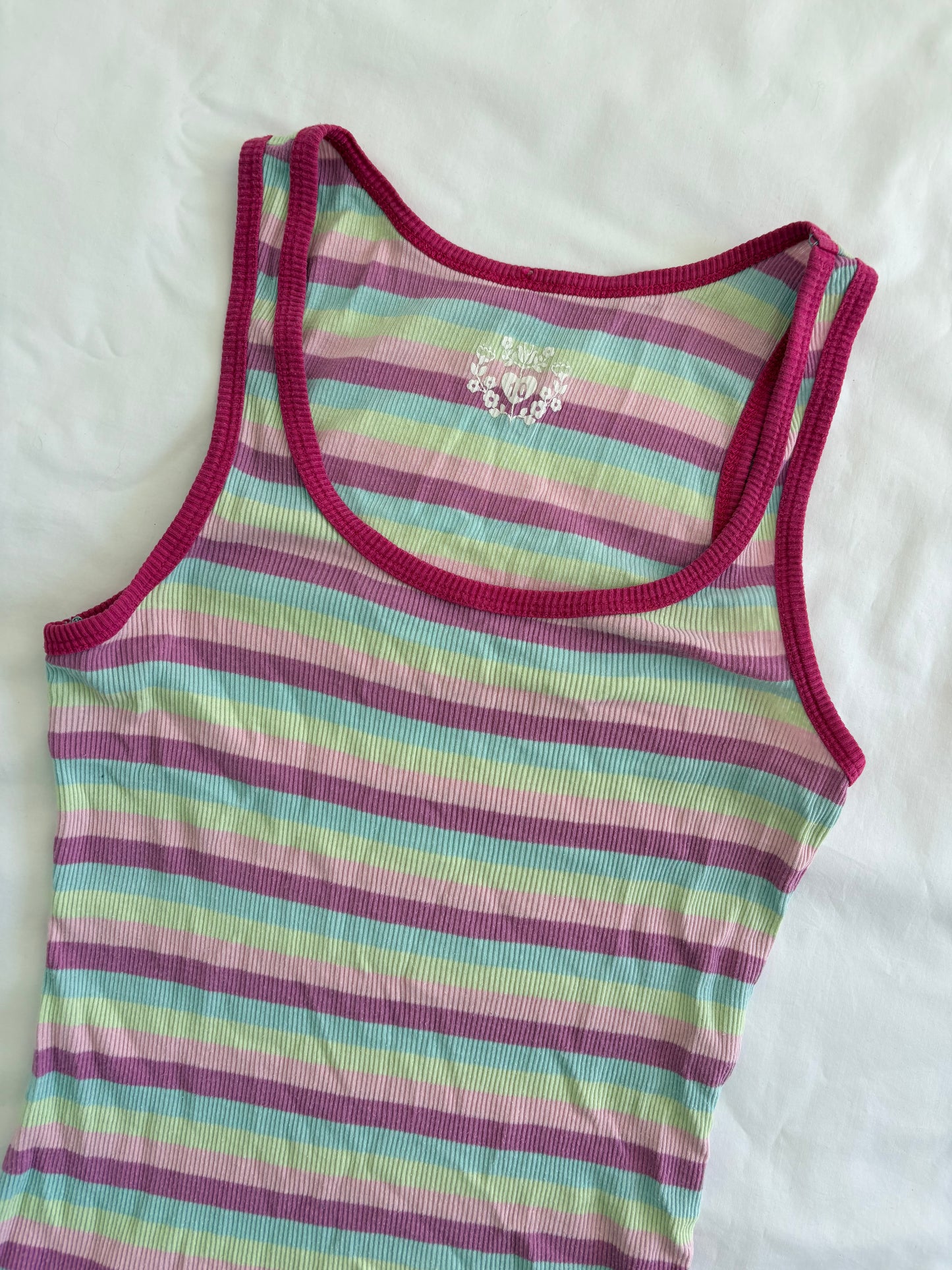 00’s Rainbow ribbed tank | Size 8-10