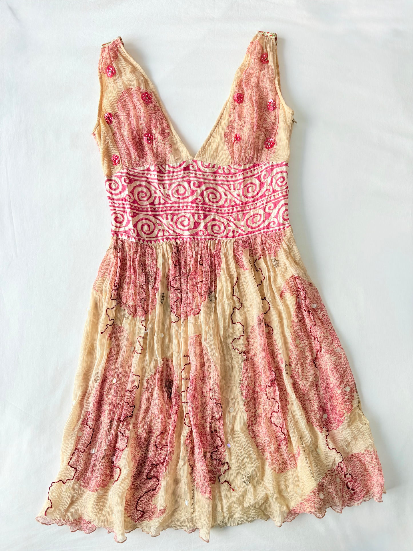 00’s Silk sequin mini dress | Size 10