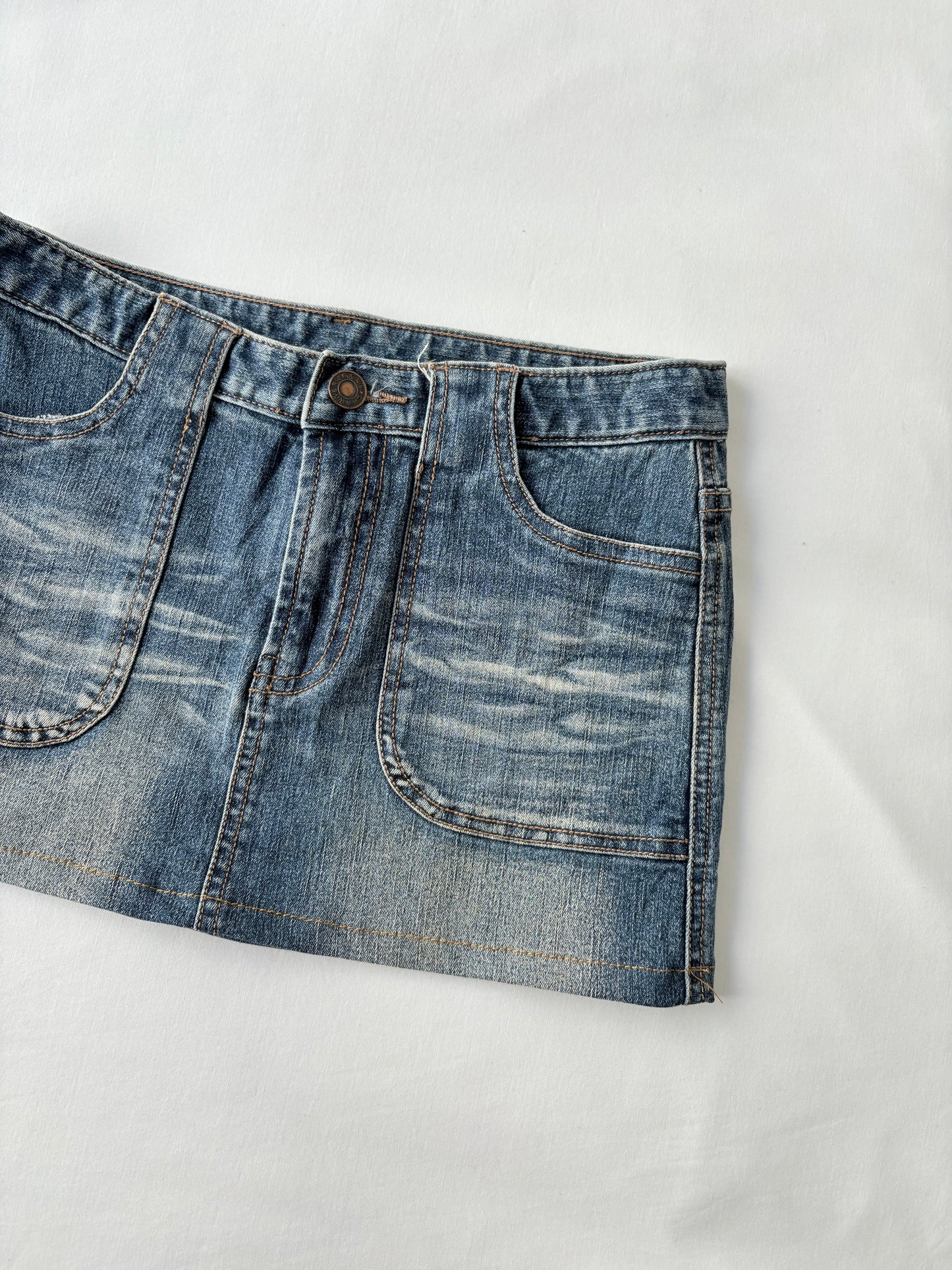 00’s Denim pocket mini skirt | Size 8
