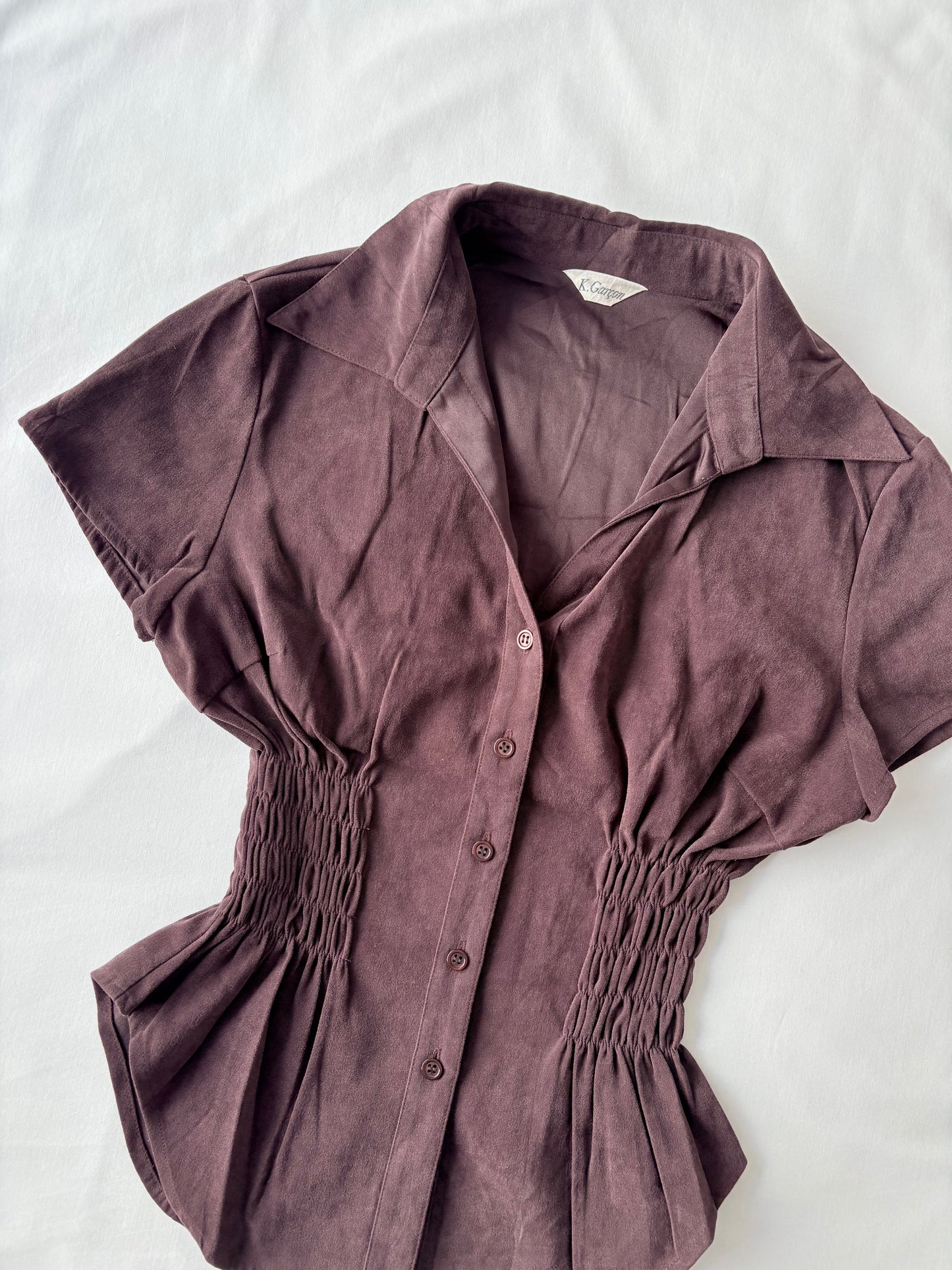 00’s Velour purple cinched shirt | Size 10