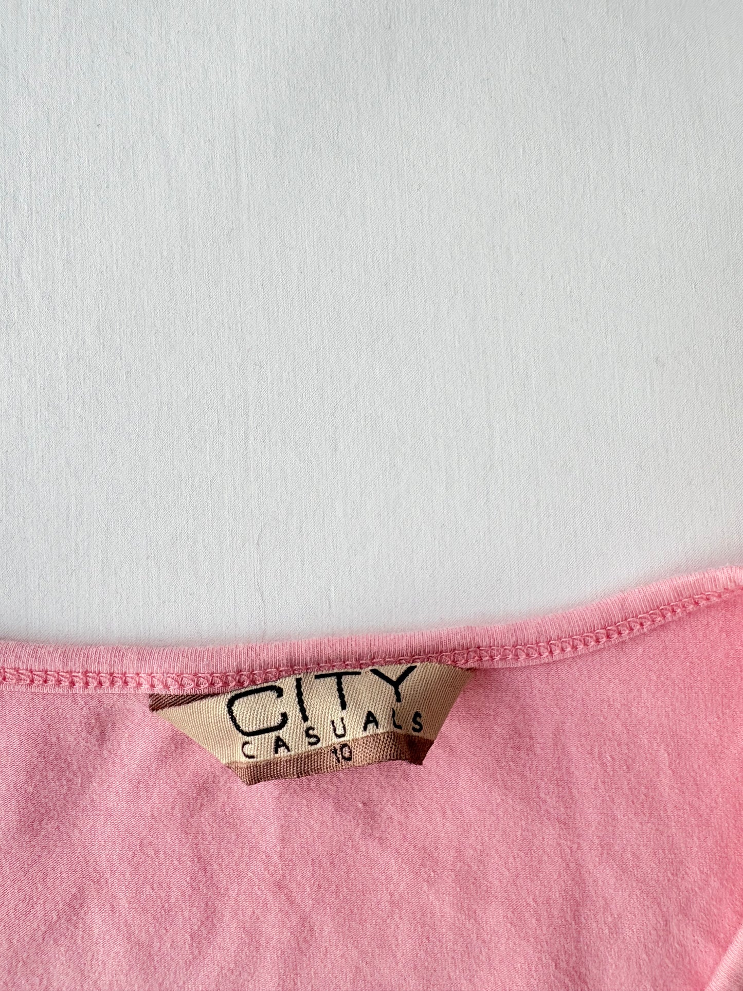 00’s Baby pink embroidered tee | Size 10