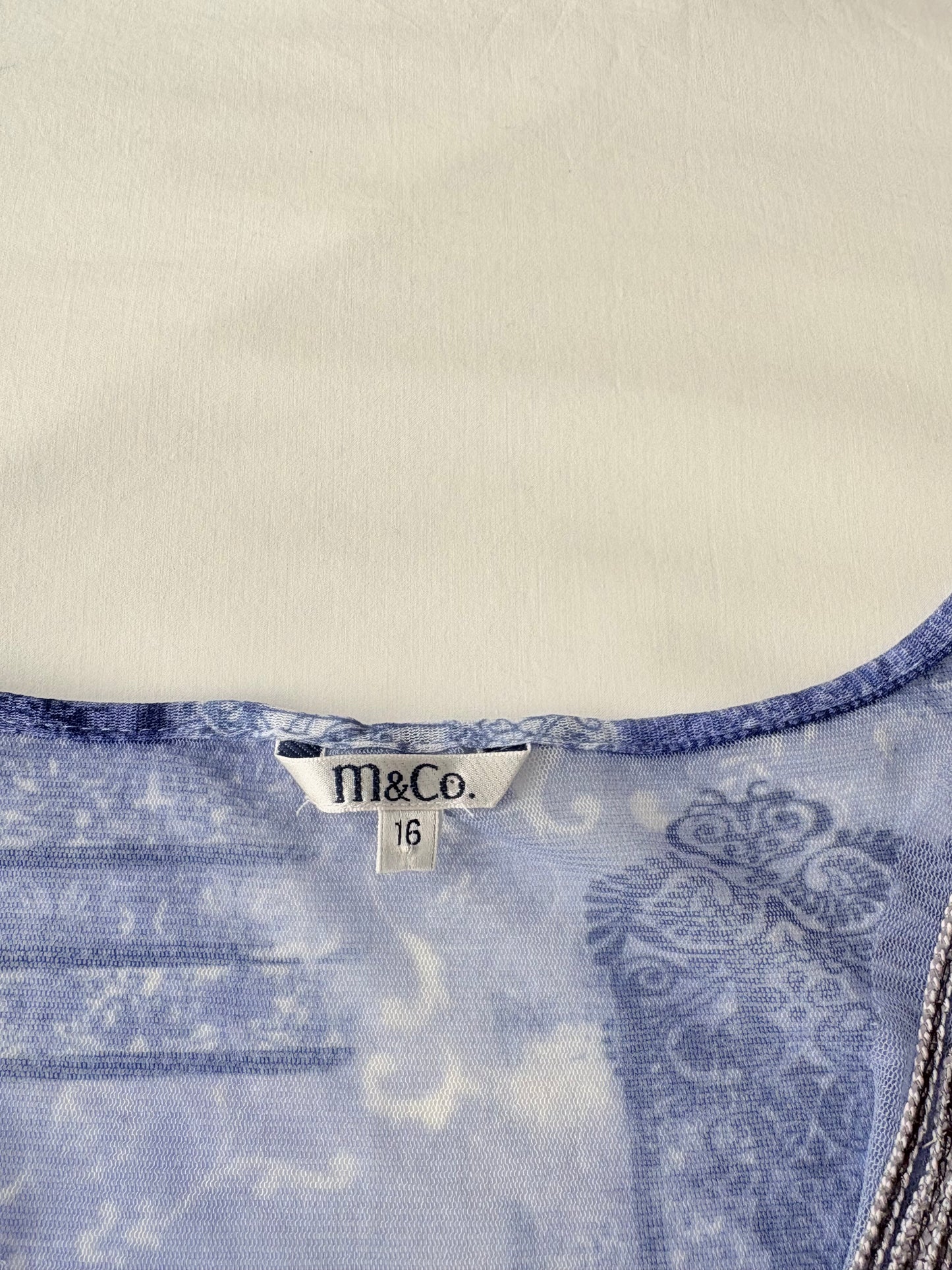 00’s Blue micro mesh long sleeve | Size 14