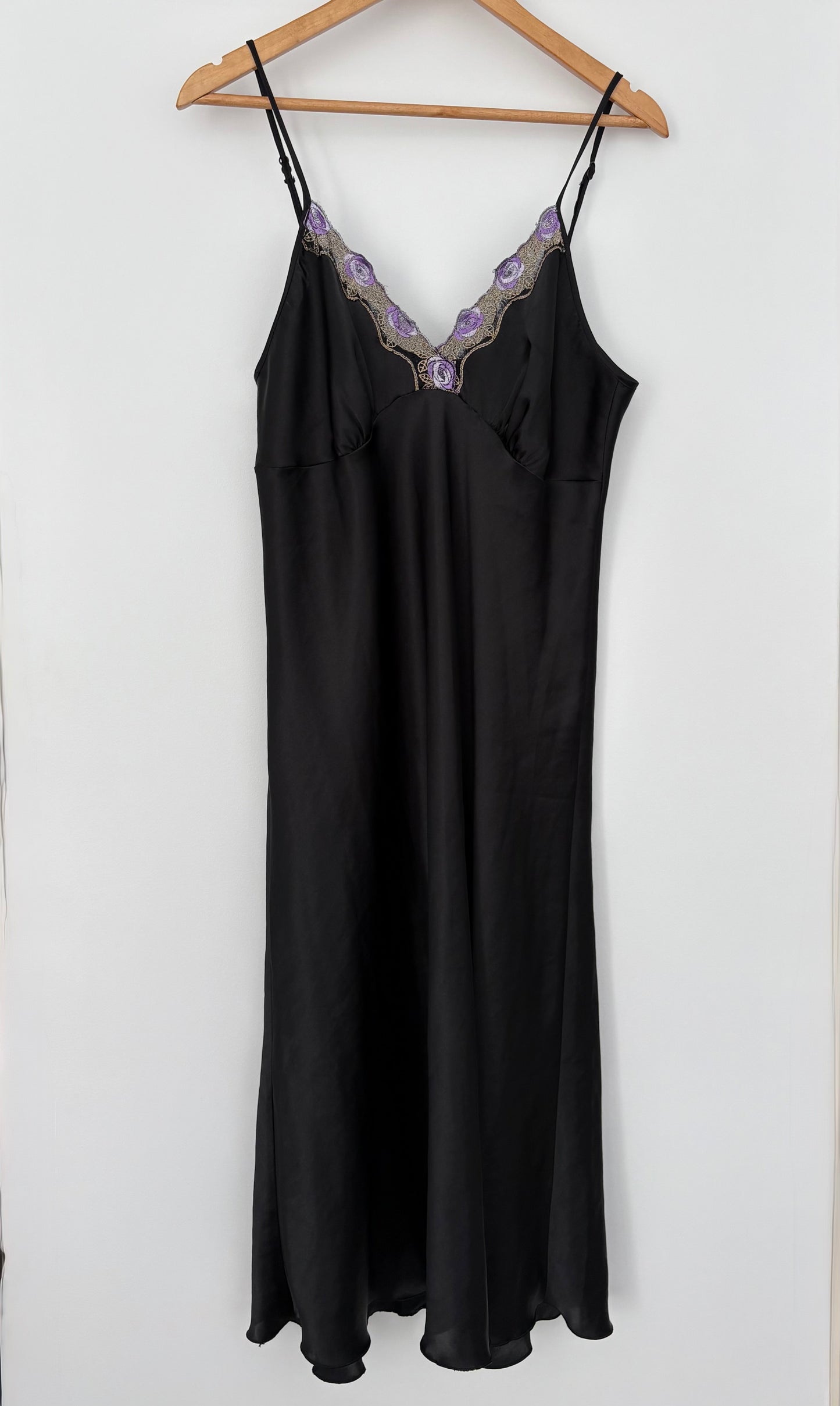 00’s Black midi slip dress | Size large