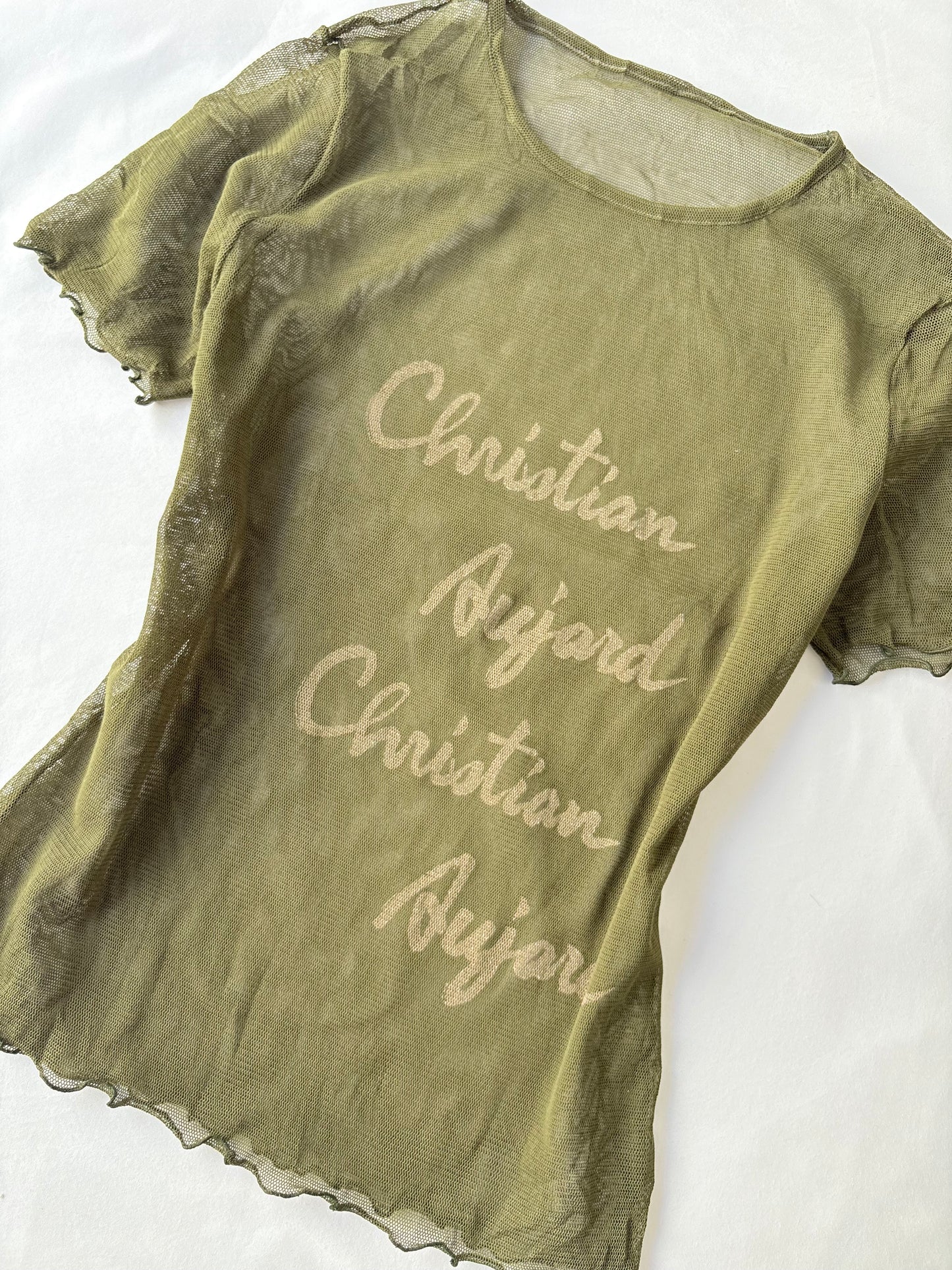 00’s Green graphic mesh tee | Size 12