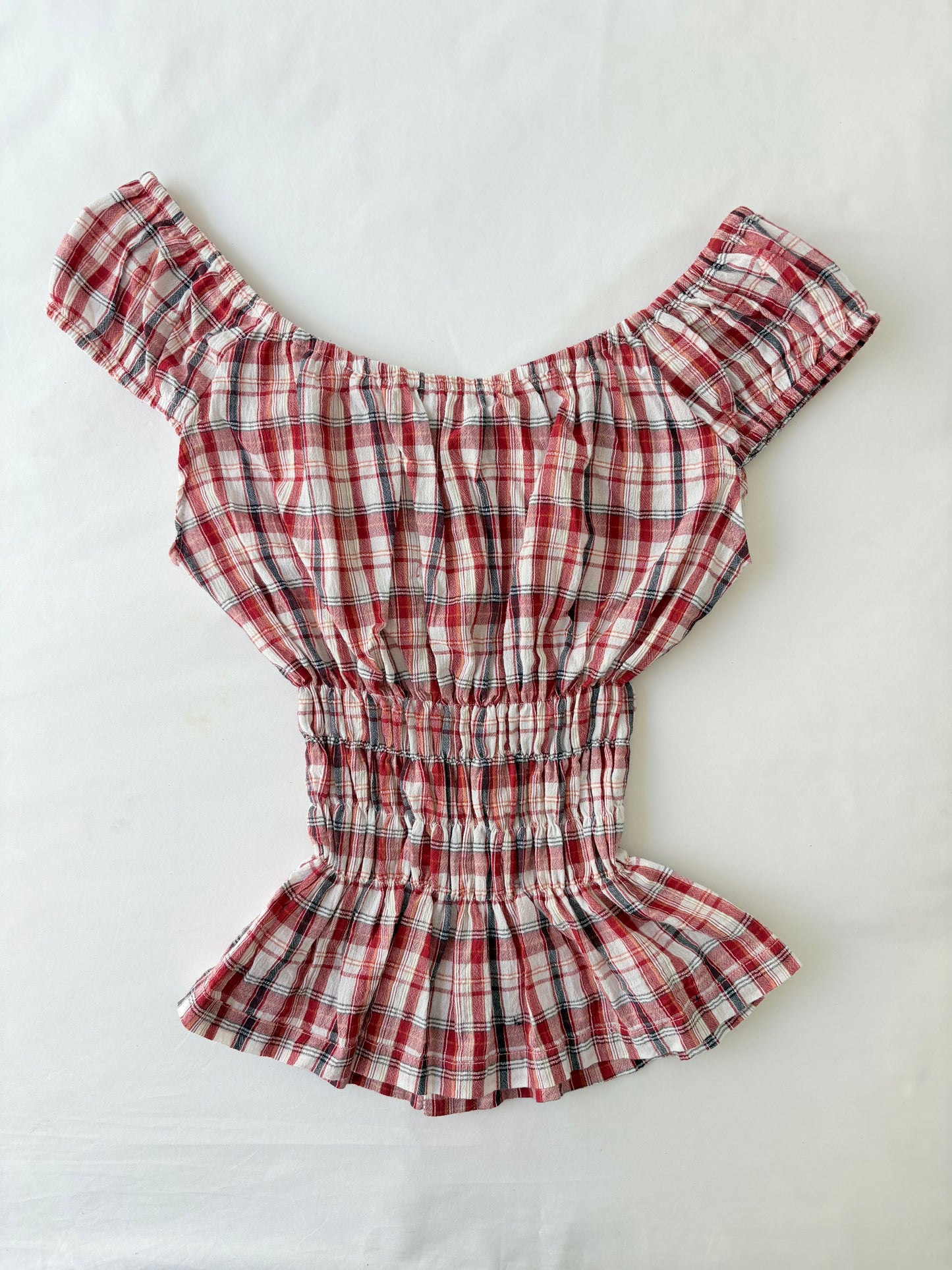 00’s Plaid red milkmaid top | Size 12
