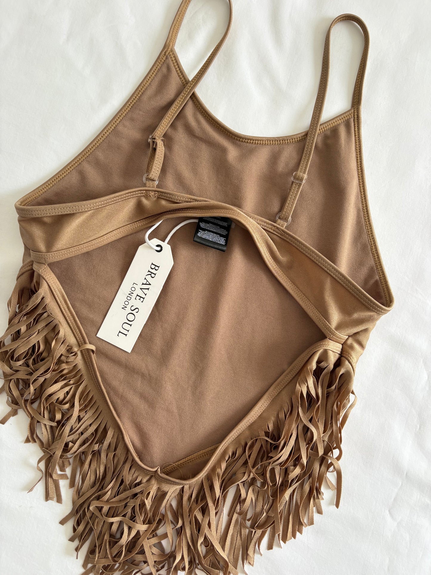 Open back fringe cami | Size XS