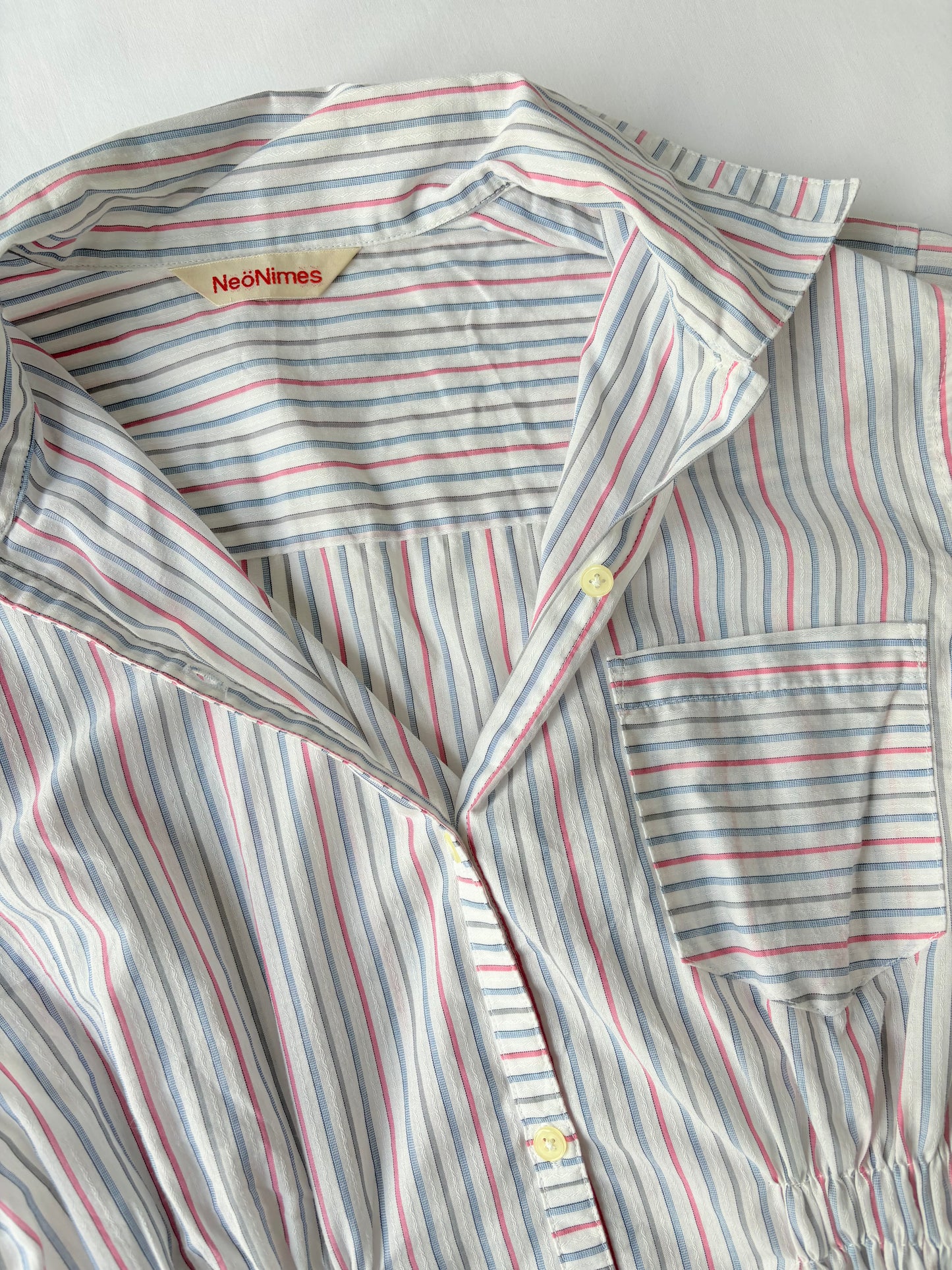 00’s Cinched striped shirt | Size 10-12