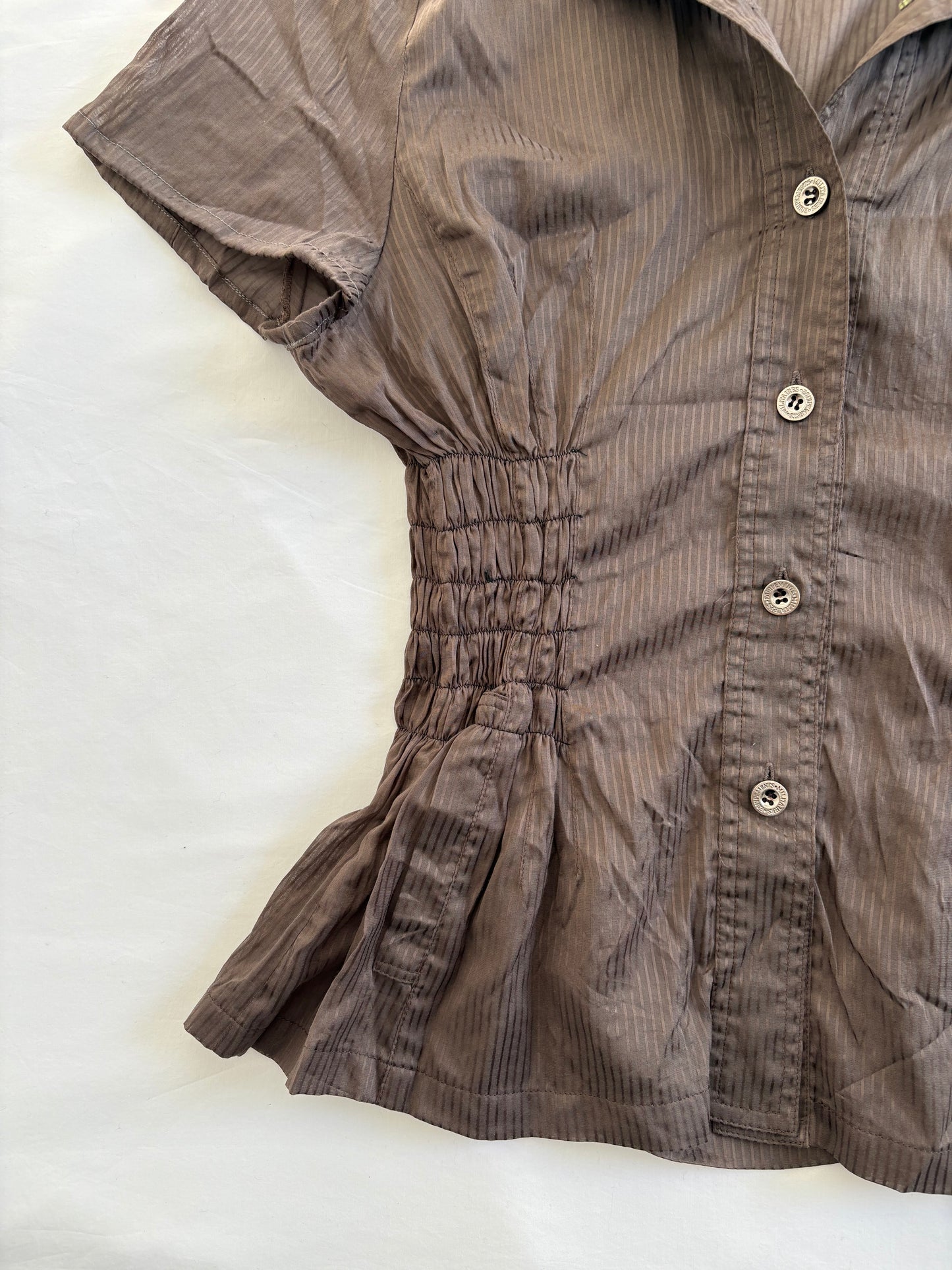 00’s Silk sheer cinched shirt | Size 10-12