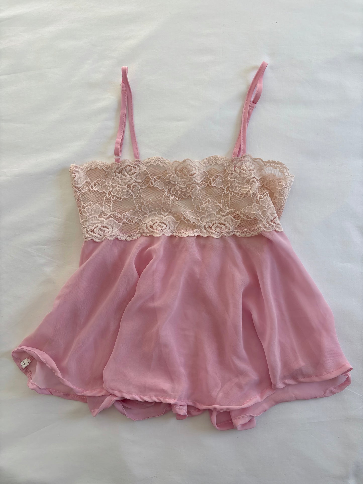 00’s Baby pink lace cami | Size 6-8