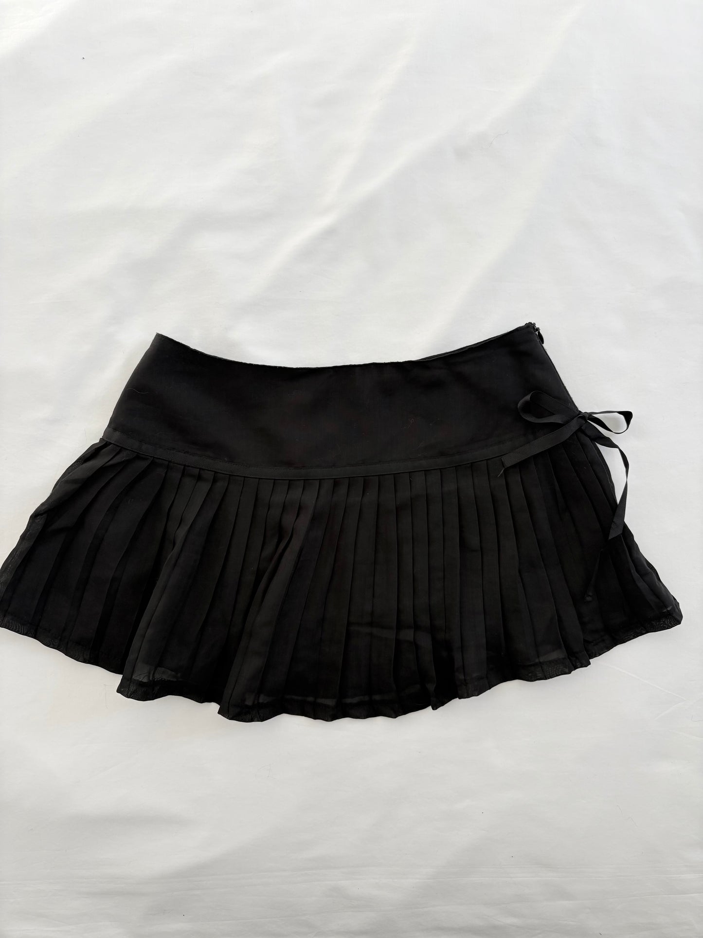 00’s Pleated ribbon mini skirt | Size 6