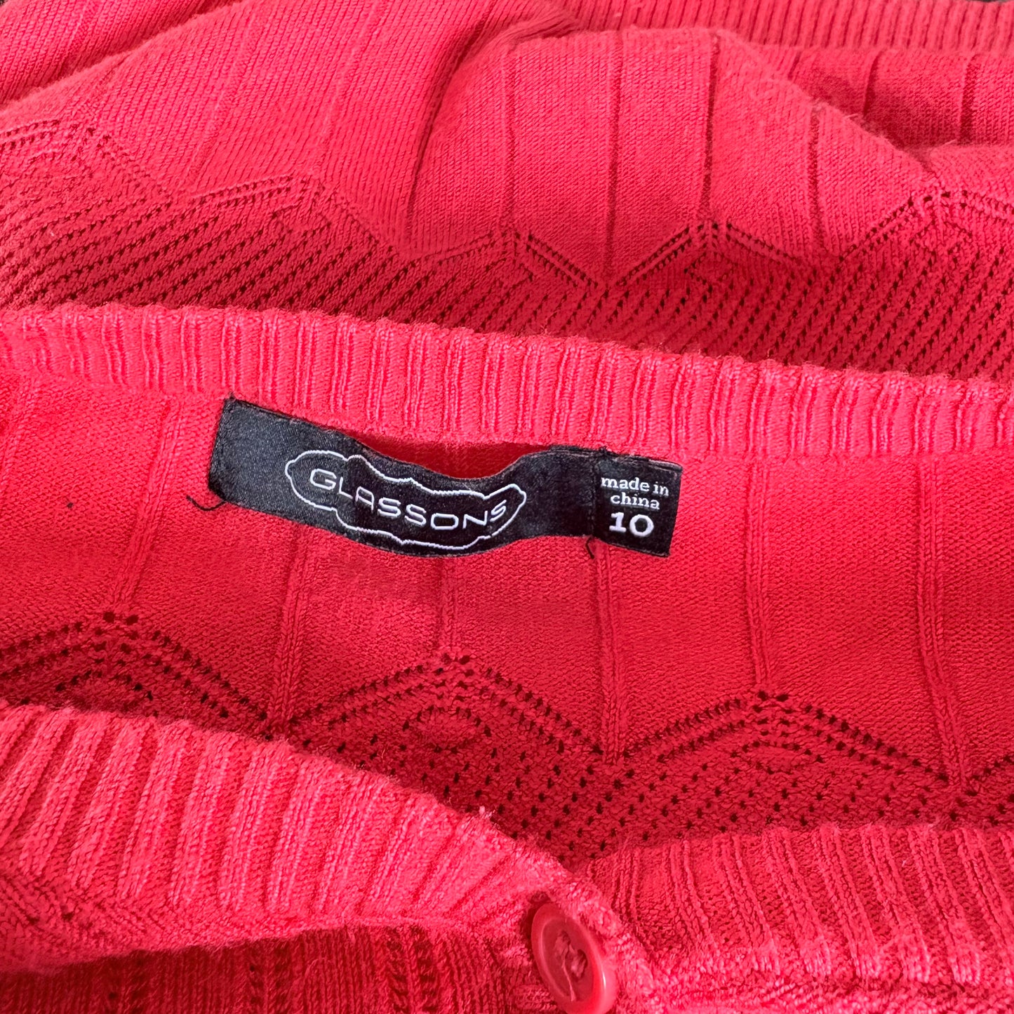 10’s Red Glassons cardigan | Size 10
