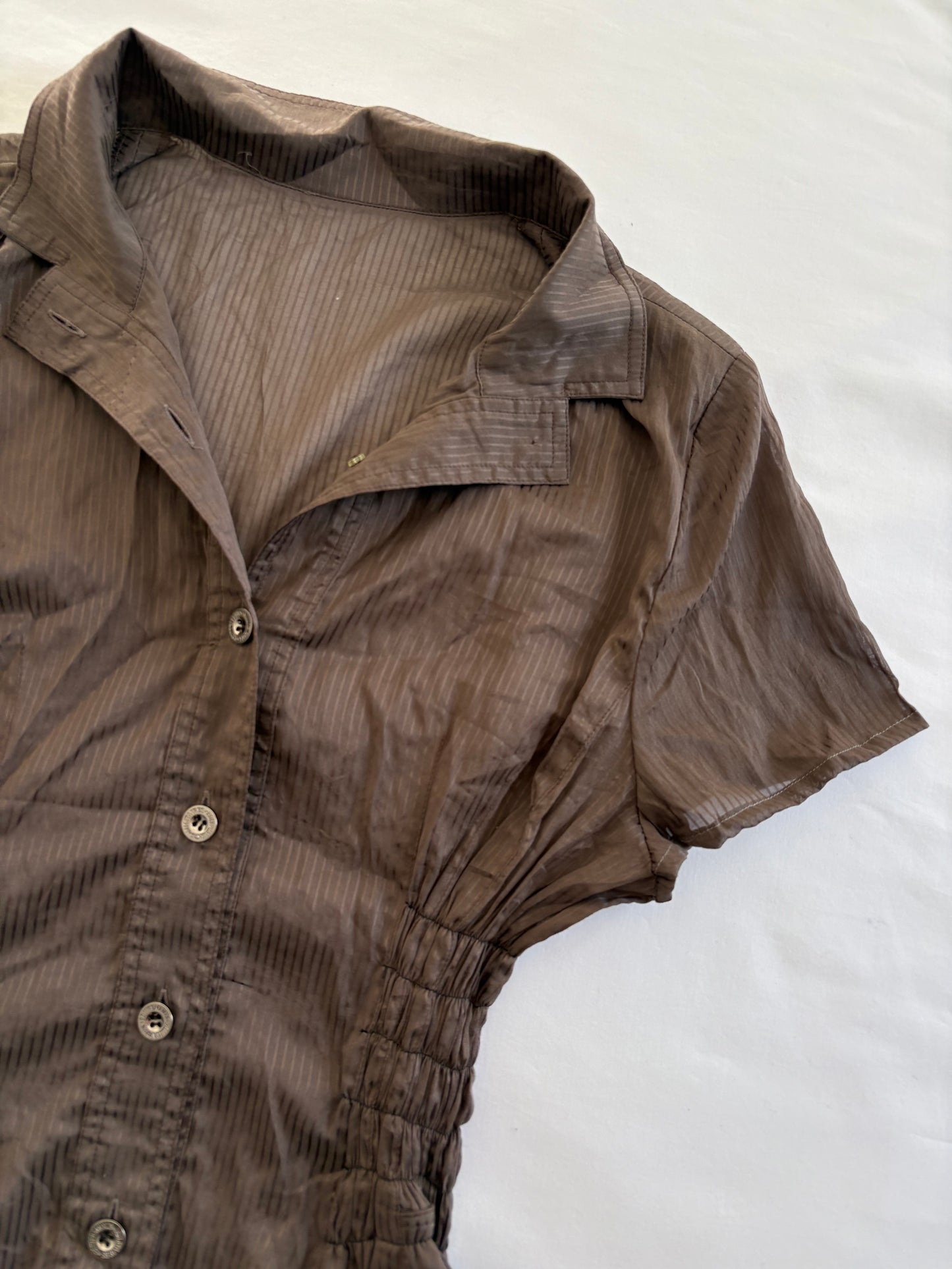 00’s Silk sheer cinched shirt | Size 10-12