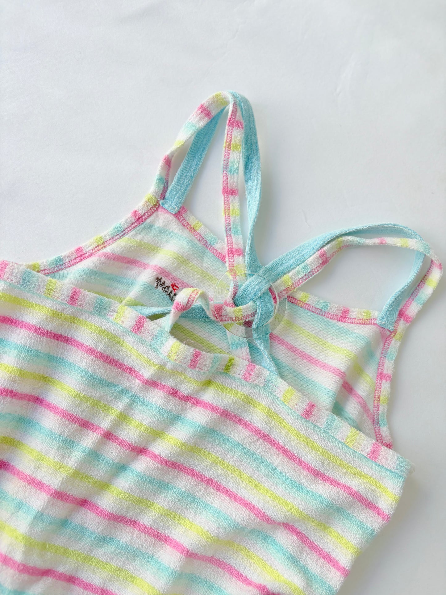 00’s Daisy towelling striped tank | Size 8-10