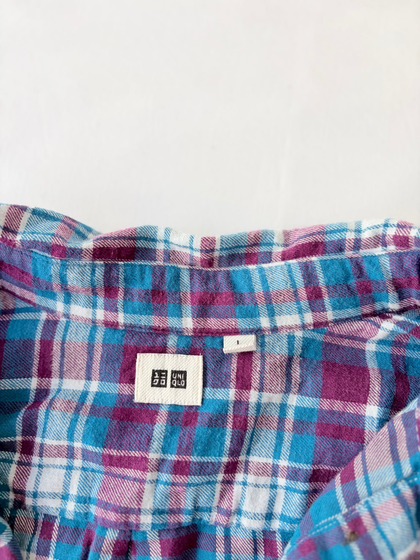 00’s Purple cinched plaid shirt | Size 10-12