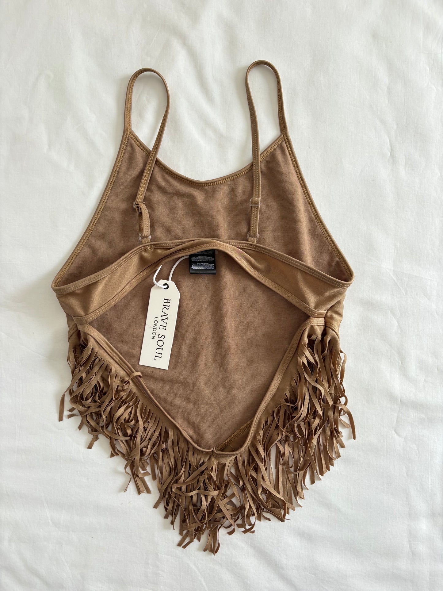 Open back fringe cami | Size XS
