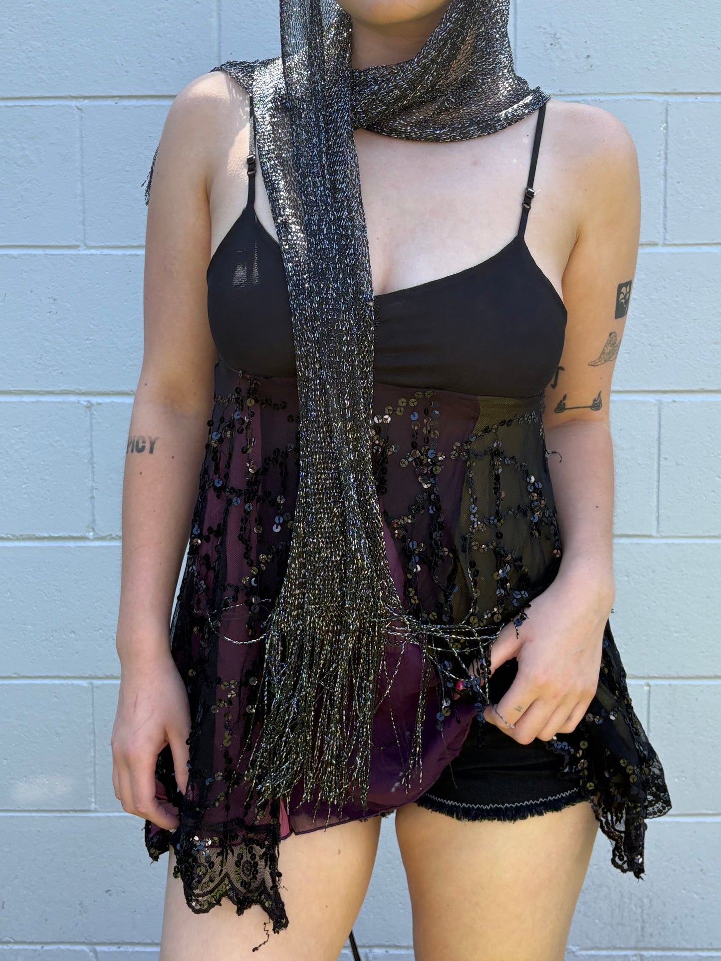 00’s Black sparkly festival scarf