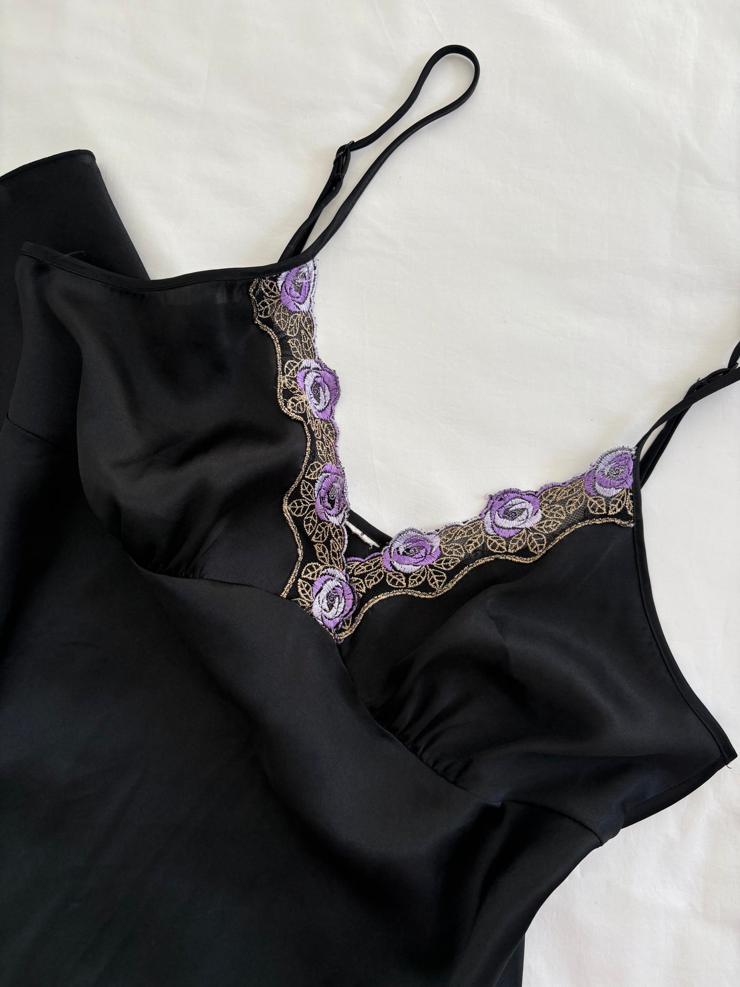 00’s Black midi slip dress | Size large