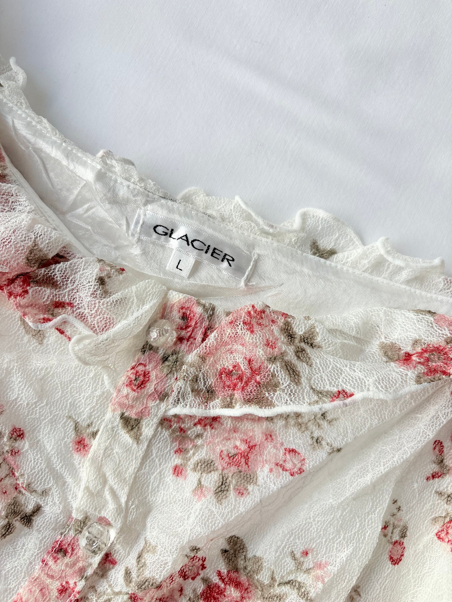 00’s Glacier puff sleeve floral top | Size 10