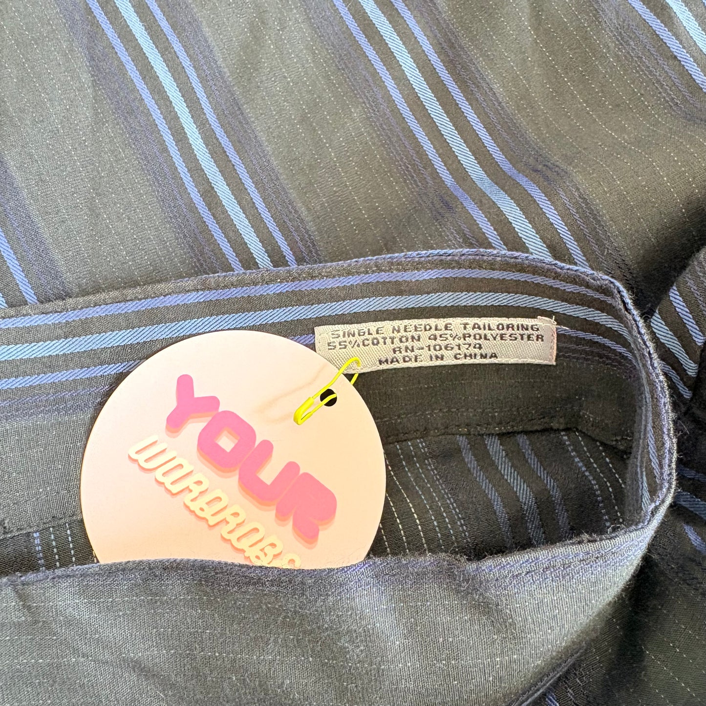 00’s Blue striped cap sleeve reworked shirt | Size 10