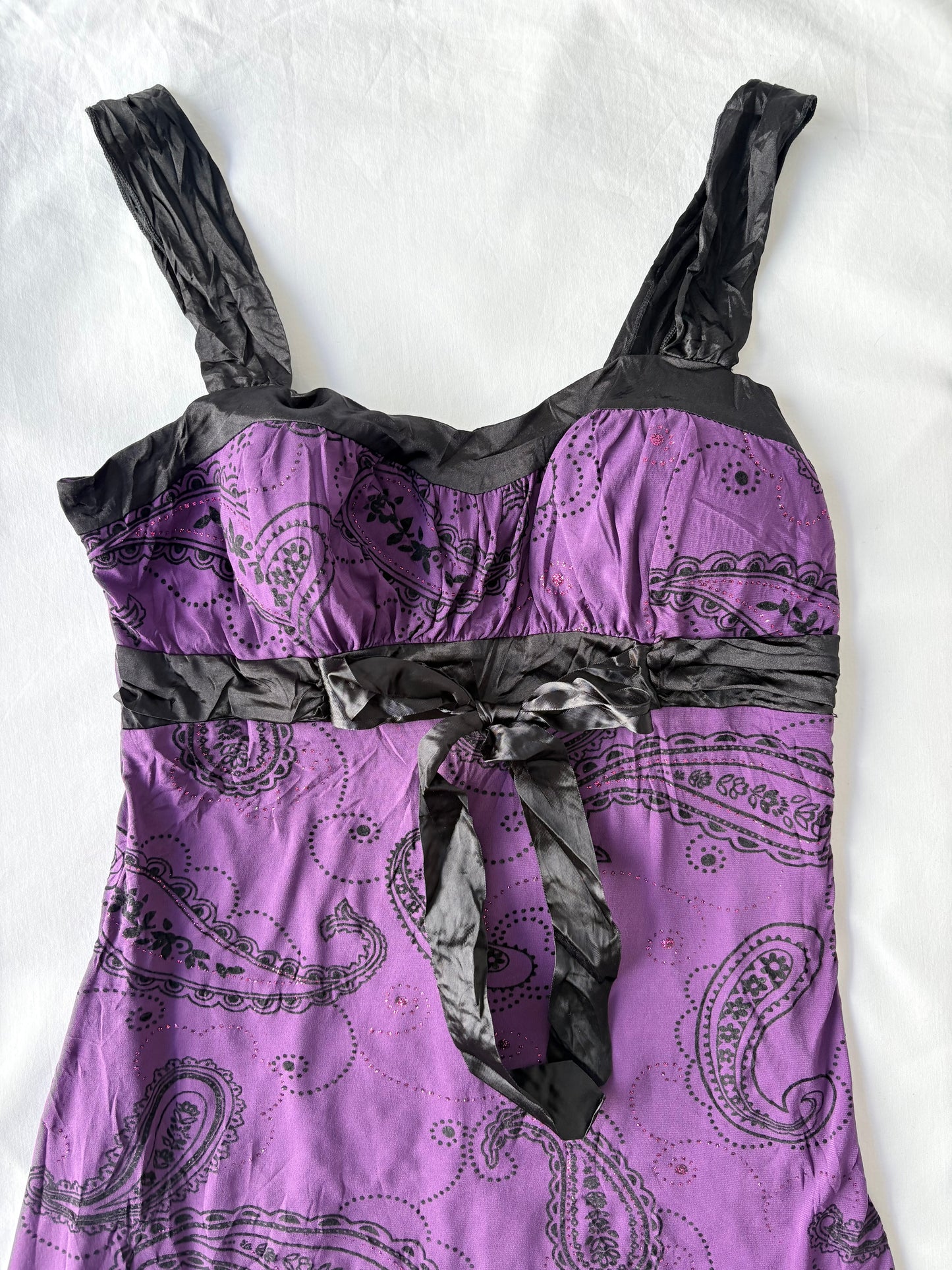 00’s Paisley purple mini dress | Size large