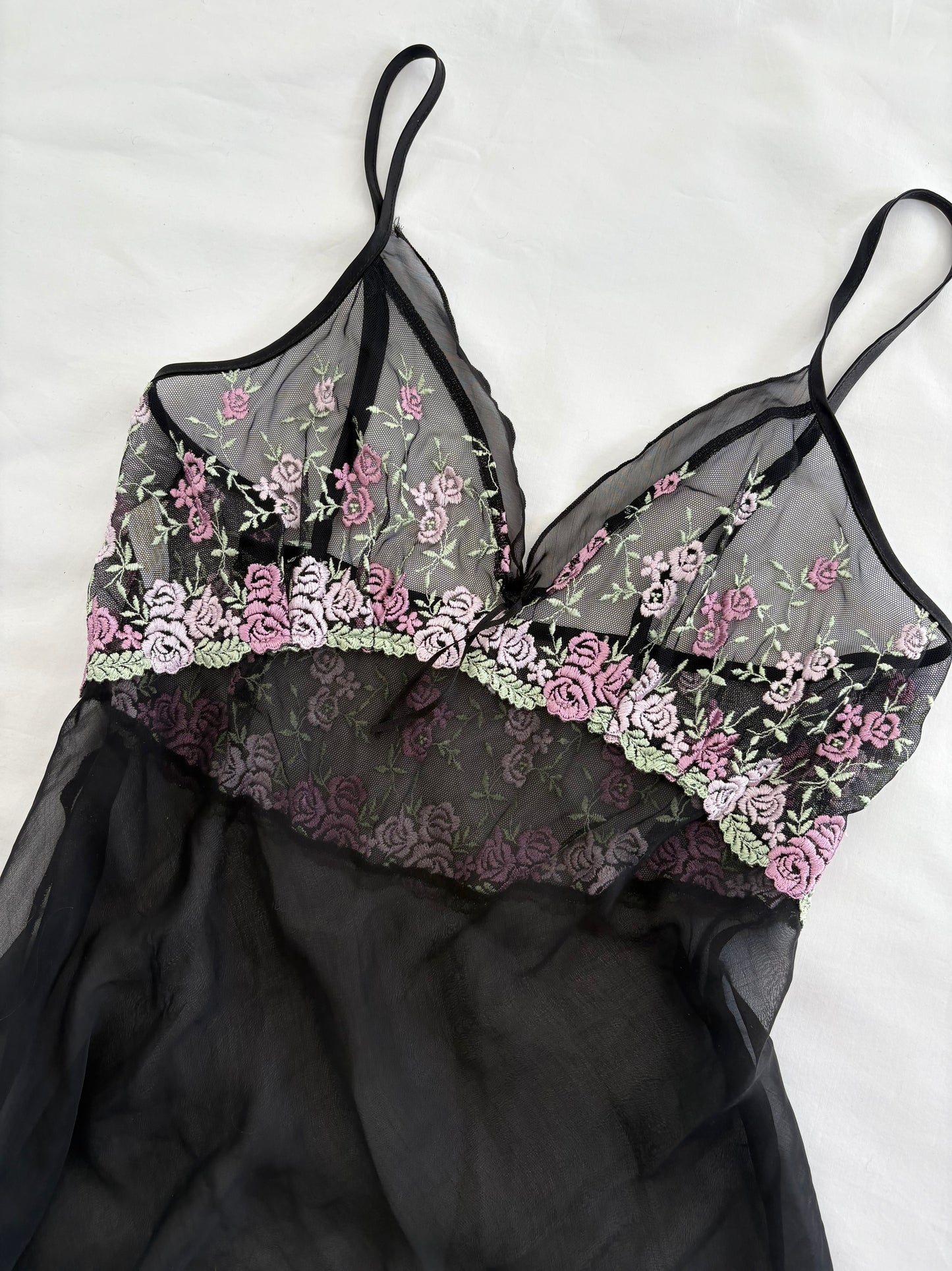 00’s Sheer embroidered slip dress | Size medium