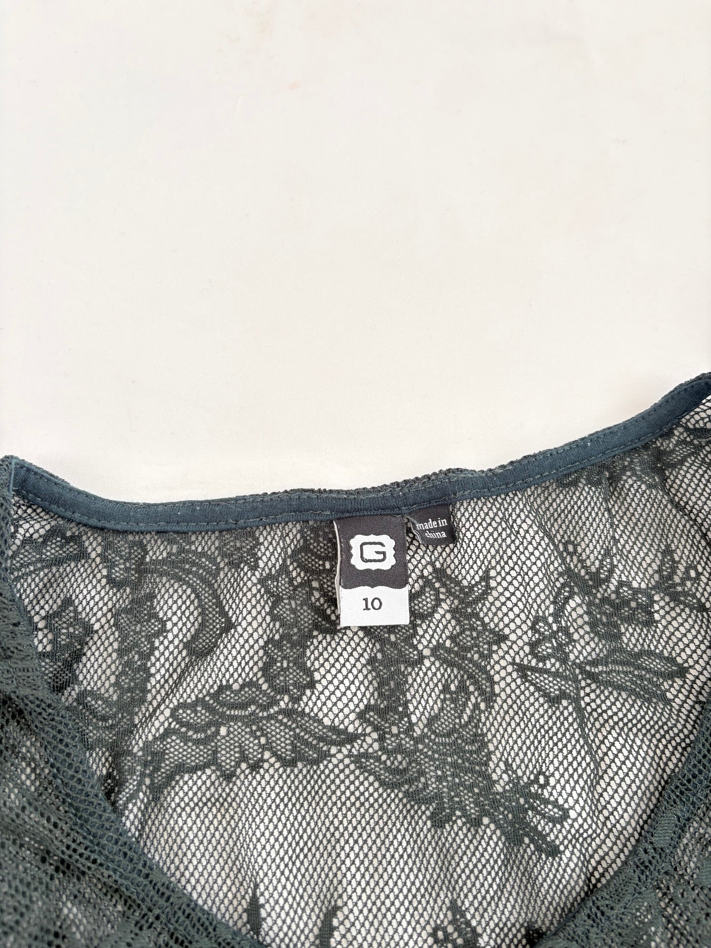 00’s Forrest green lace long sleeve | Size 10