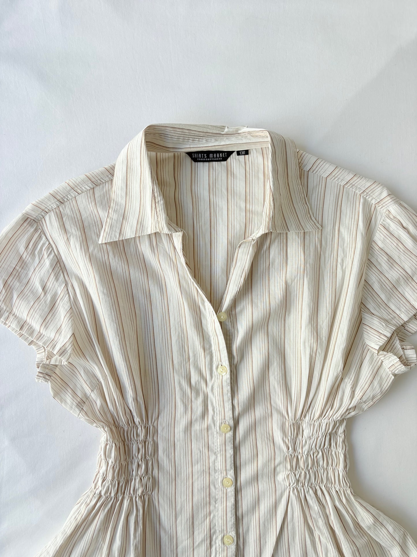 00’s Cream pinstripe cinched shirt | Size 12