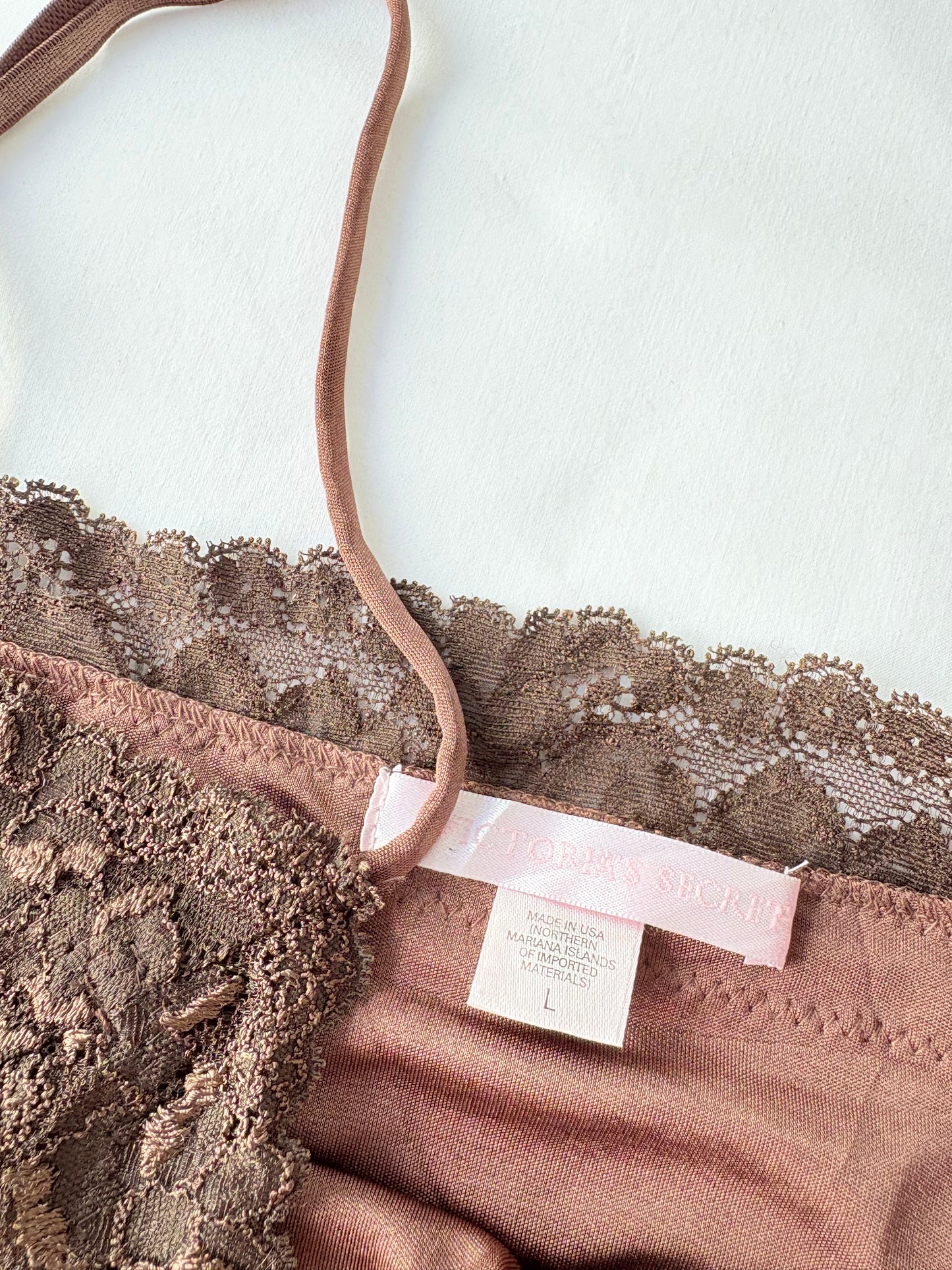 00’s Victorias Secret brown lace cami | Size large