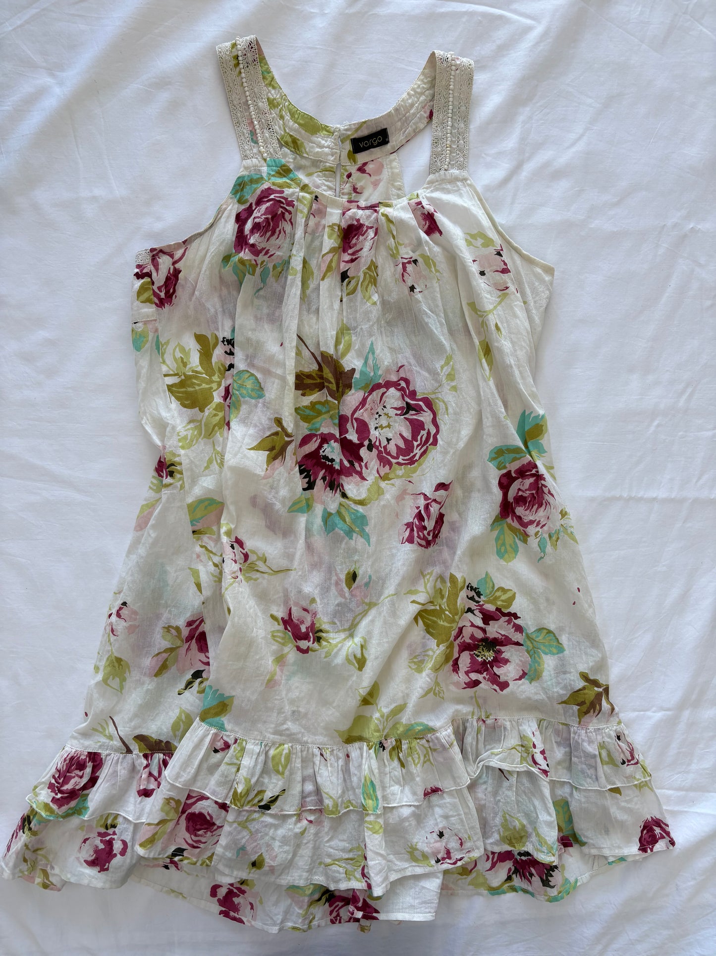 00’s Floral beaded mini dress | Size 10-14