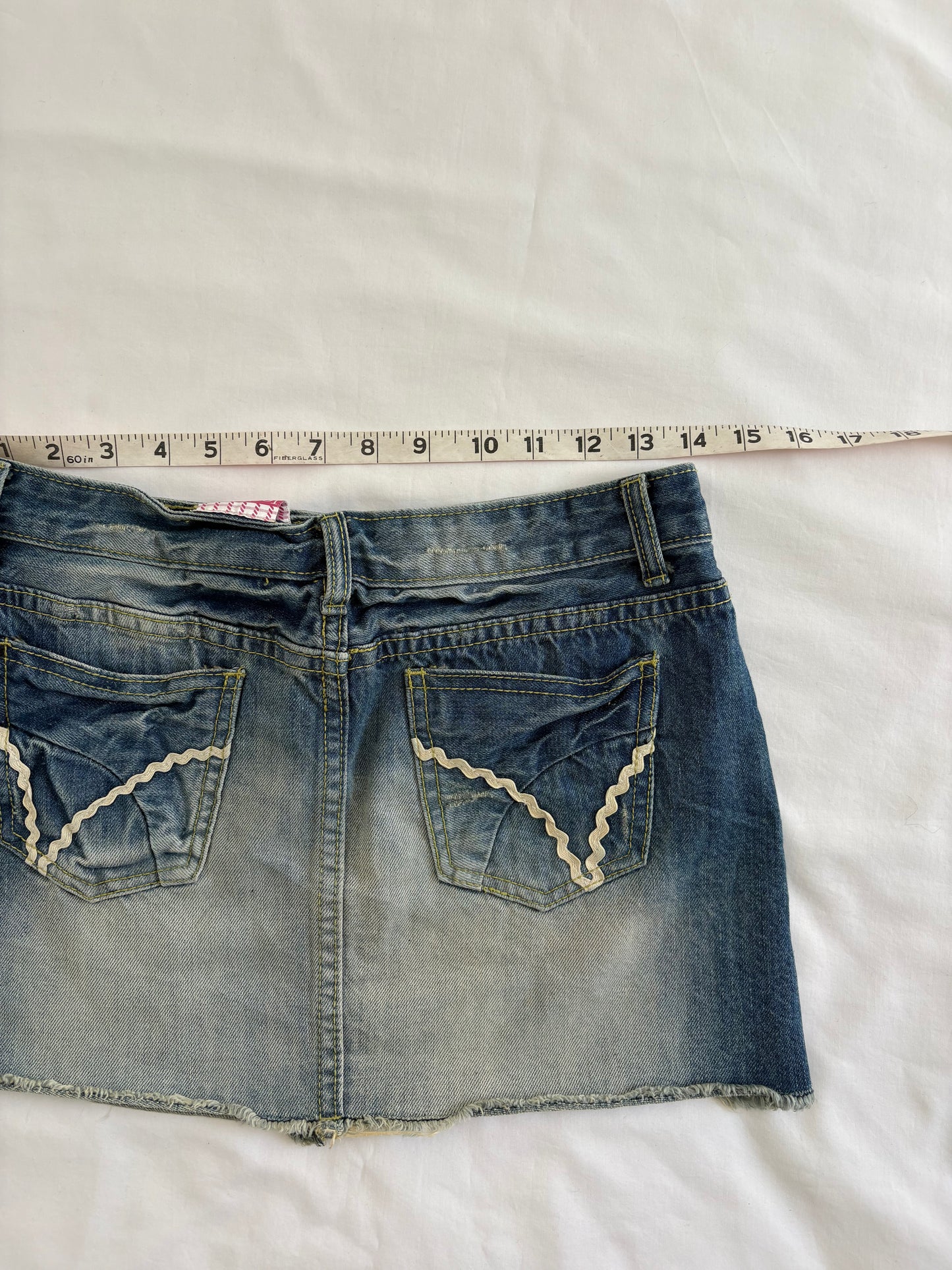 00’s Ribbon denim mini skirt | Size 8
