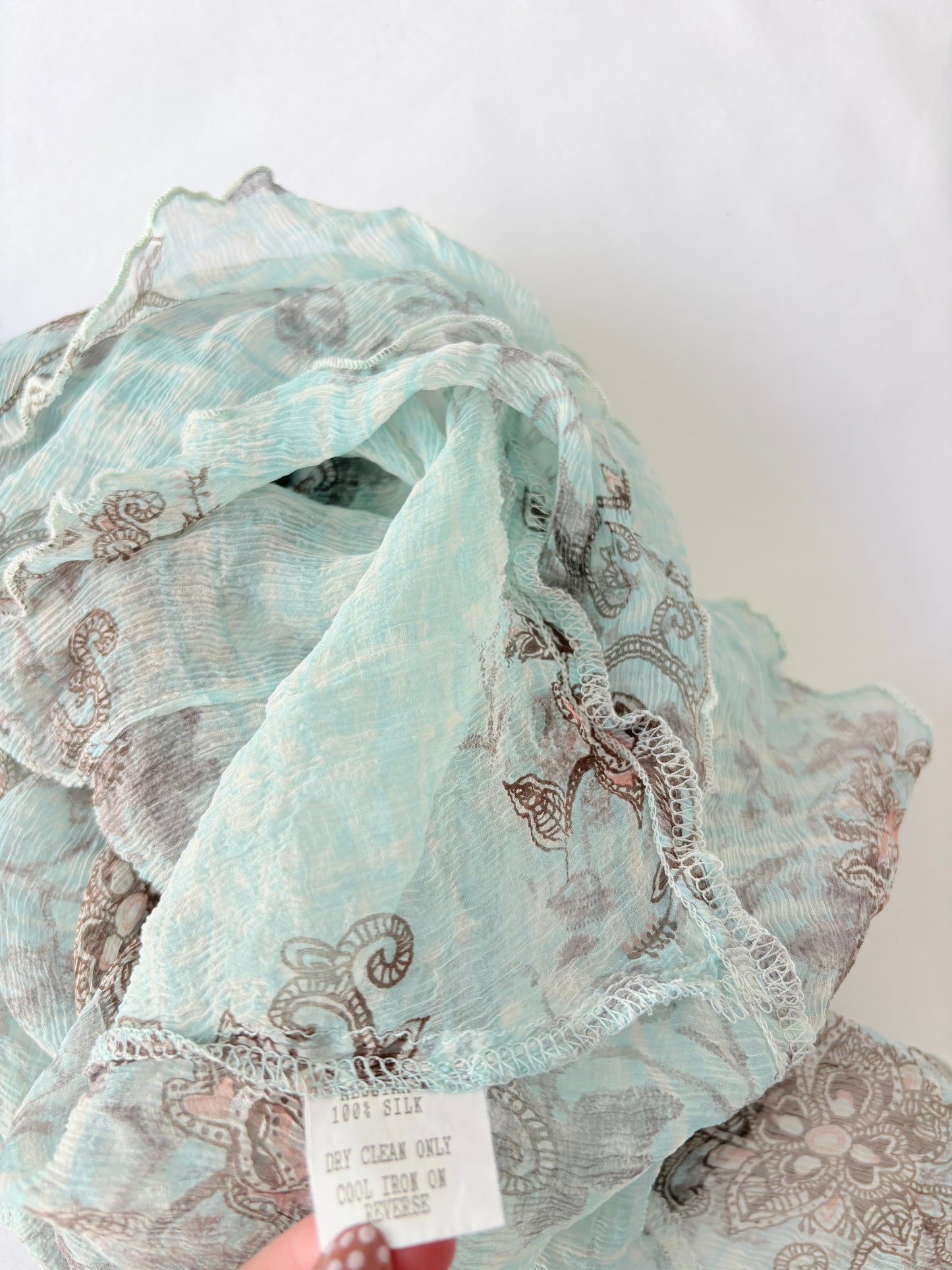 00’s Silk sheer button front top | Size 8-14