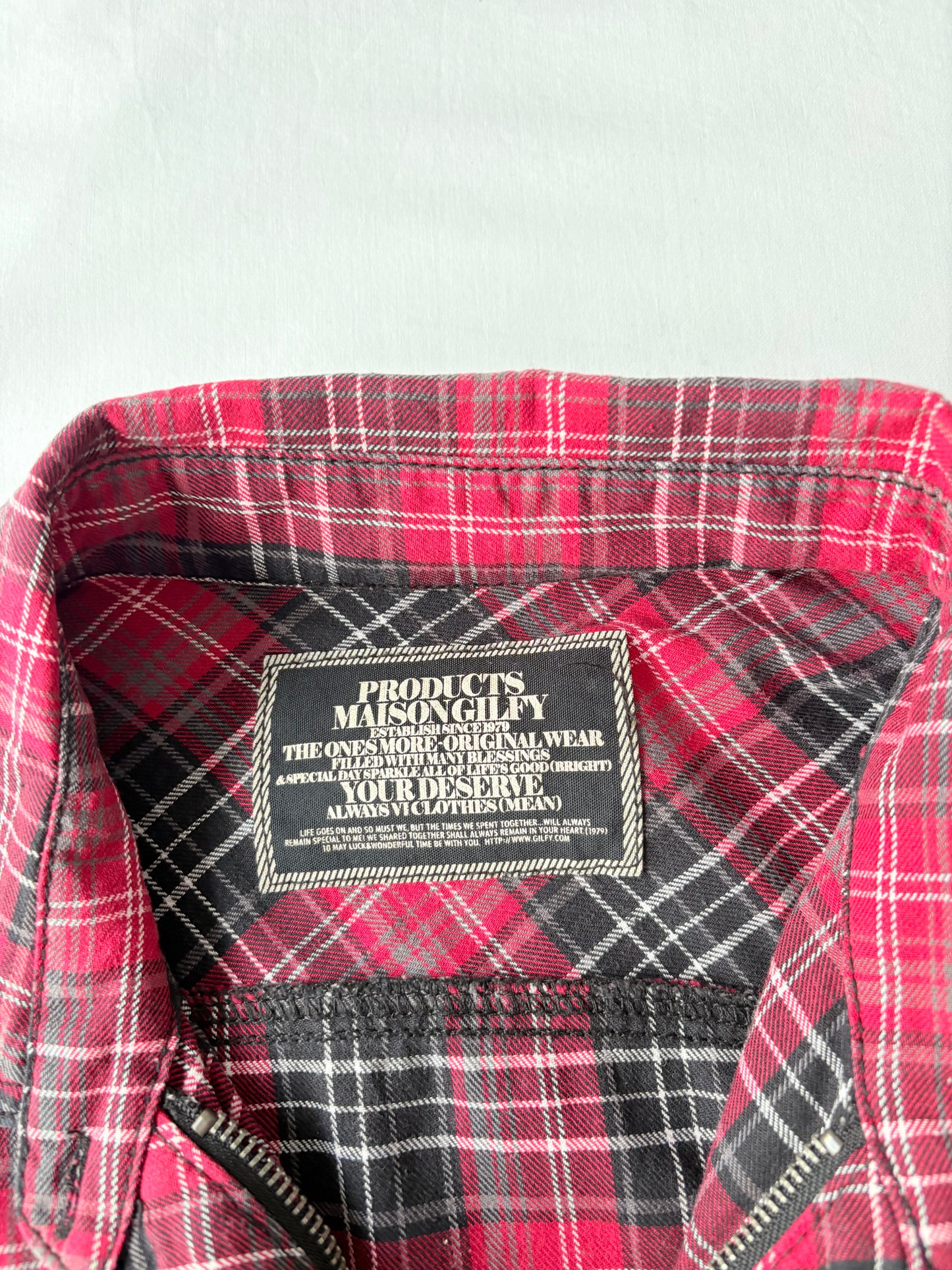 00’s Red plaid cinched shirt | Size 12