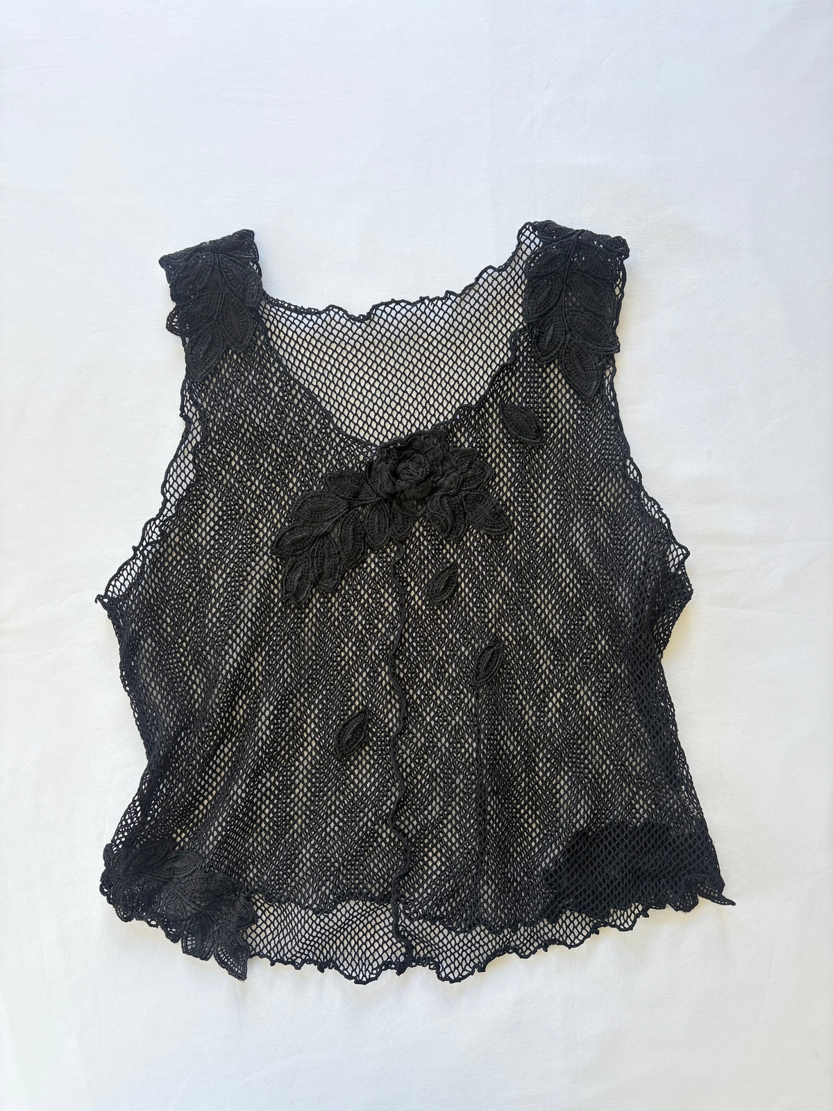 00’s Leaf embroidered knit top | Size large