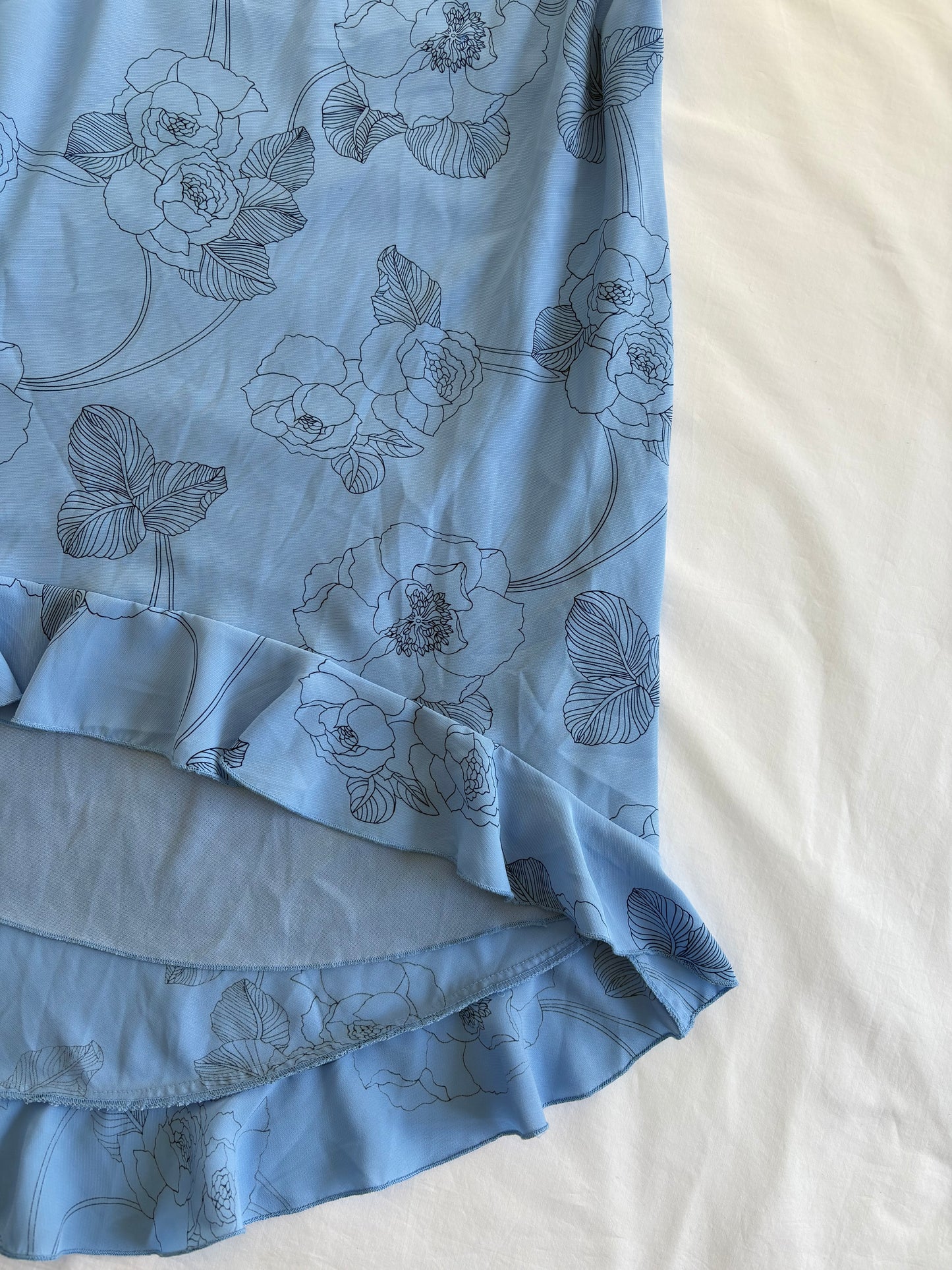 00’s Blue asymmetrical midi skirt | Size 14