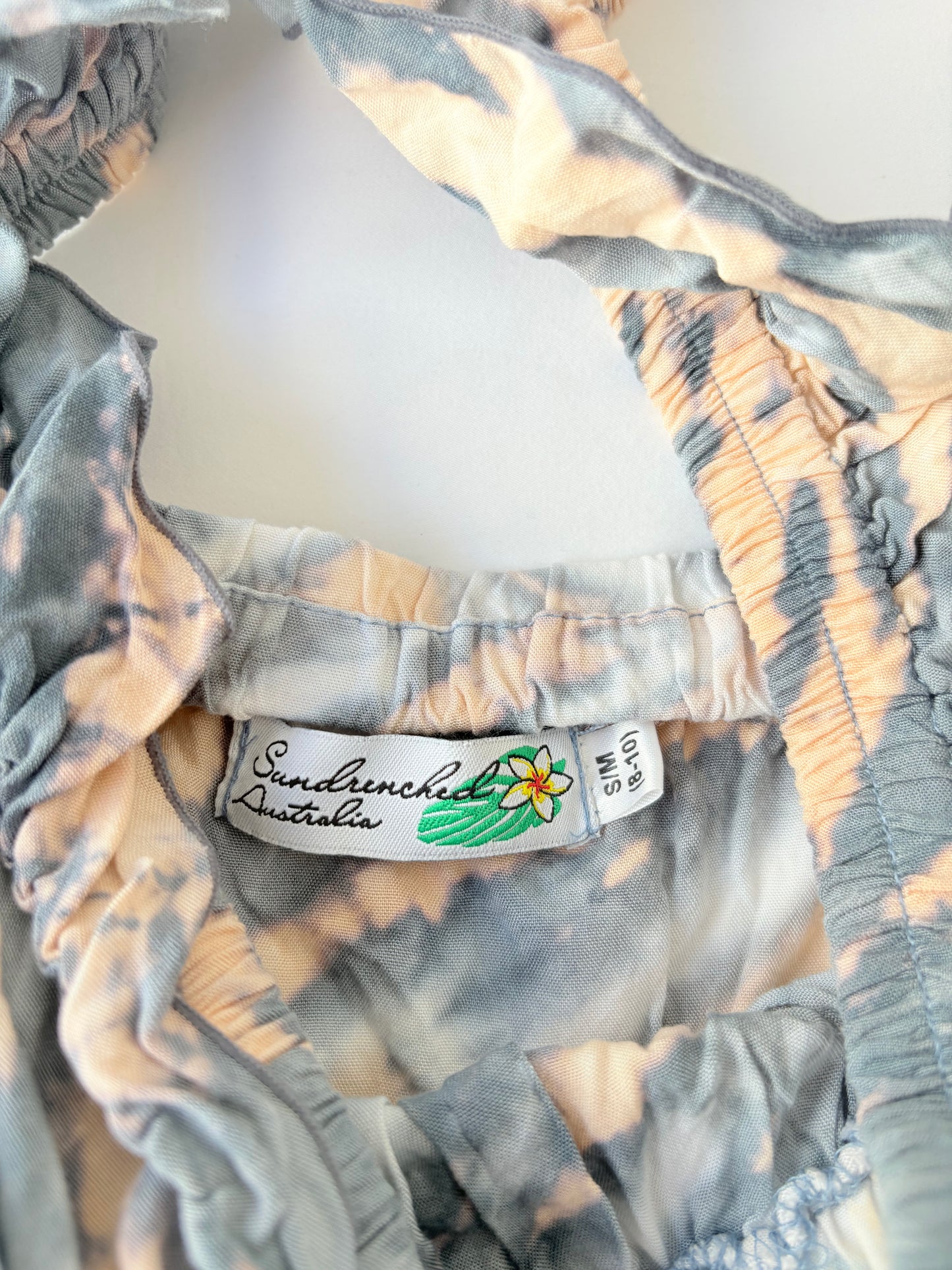 00’s Ruffle tie dye mini dress | Size 8-10