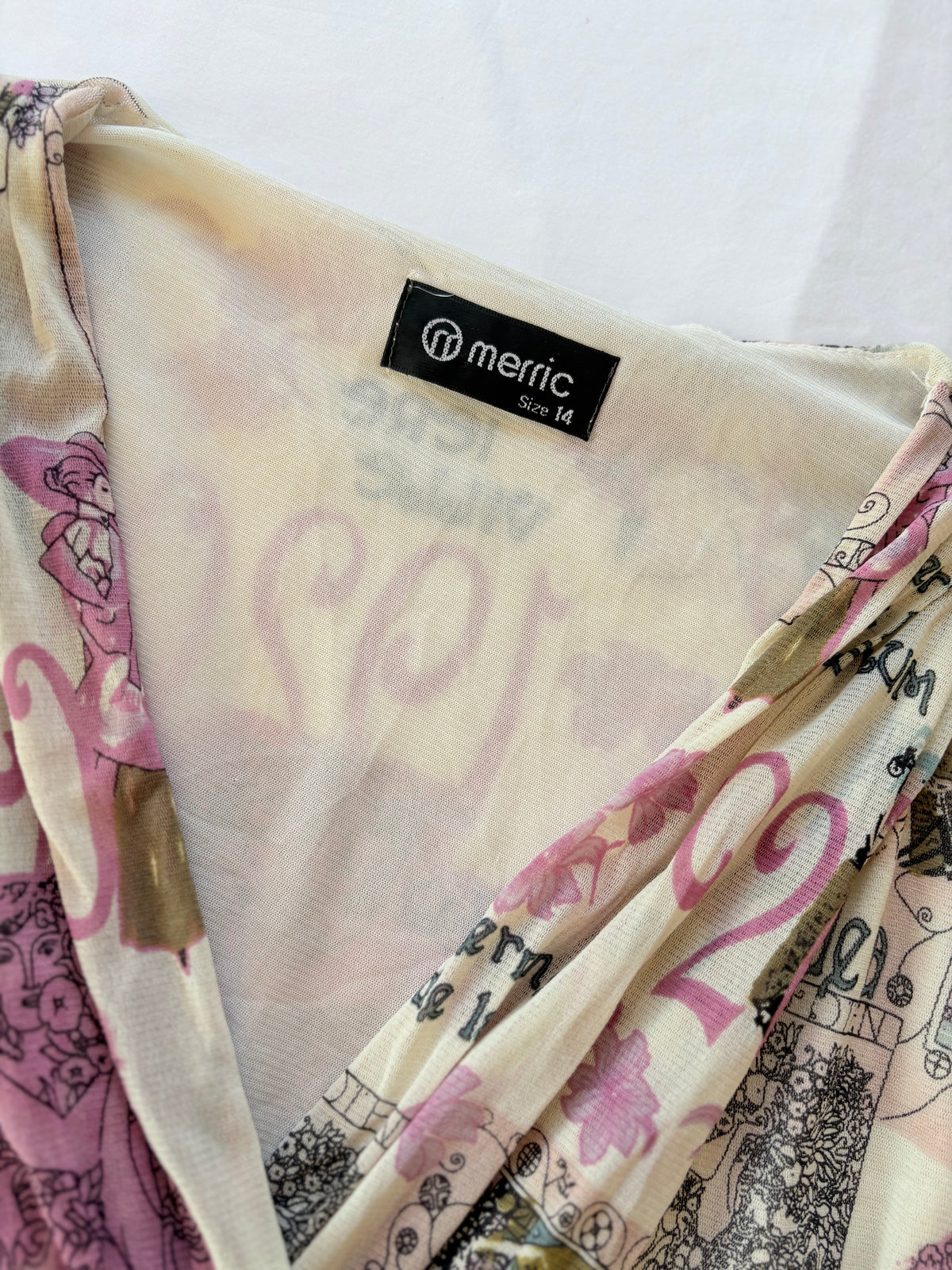 00’s Merric pink patterned top | Size 14