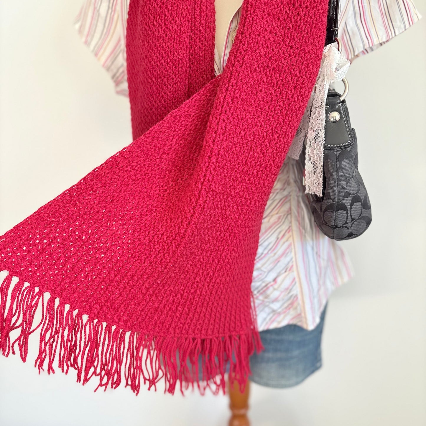 00’s Red knit tassel scarf