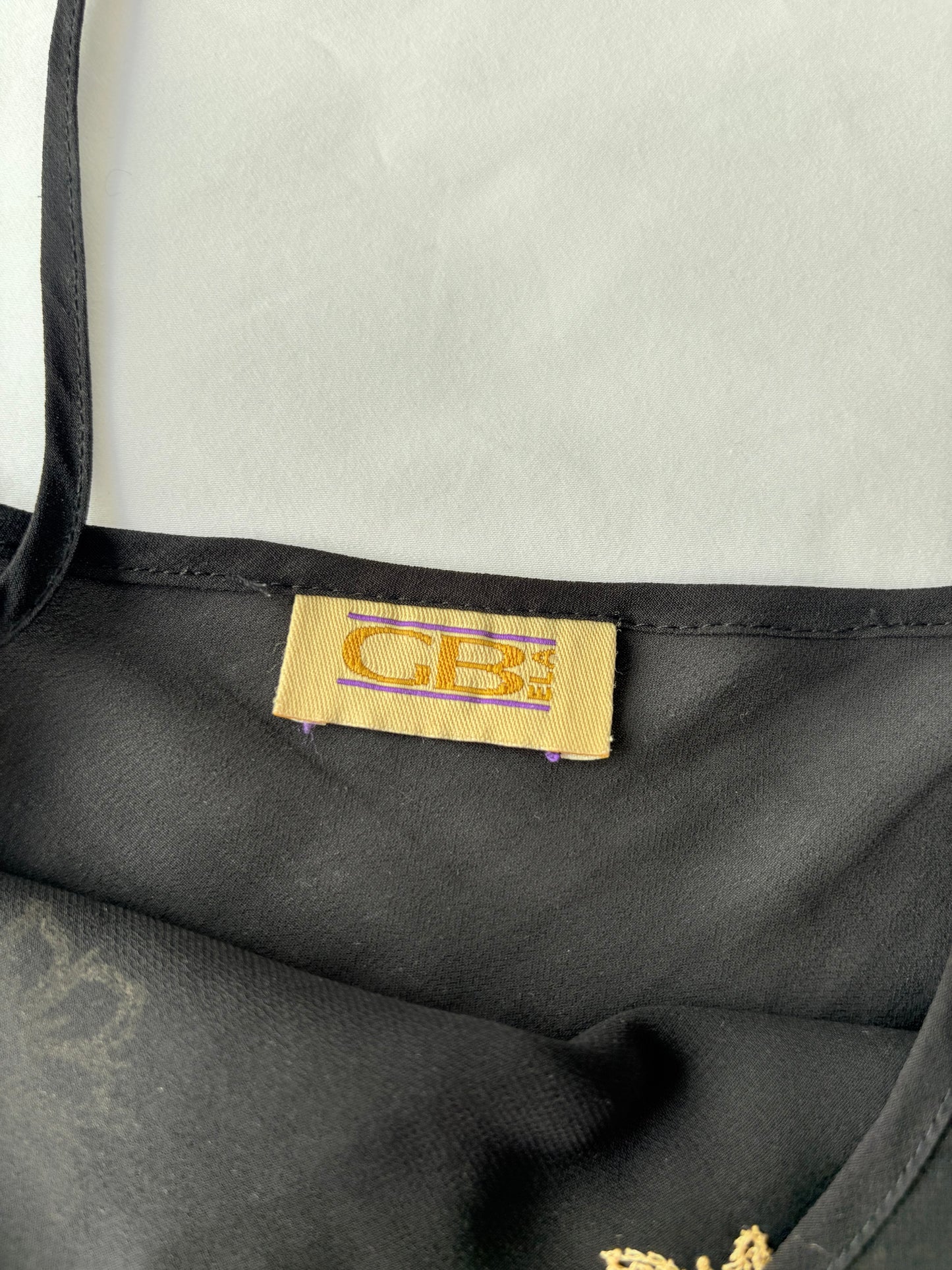 90’s Gold embroidered slip dress | Size 12