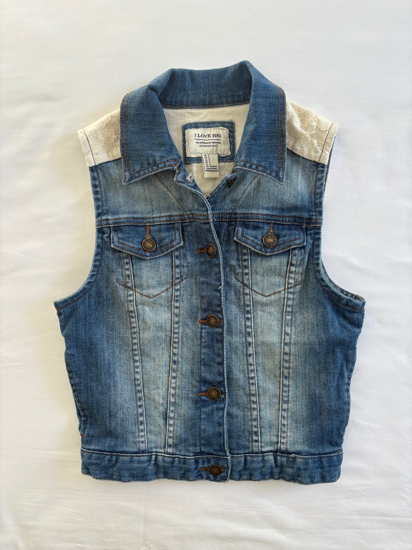 00’s Lace denim vest | Size small