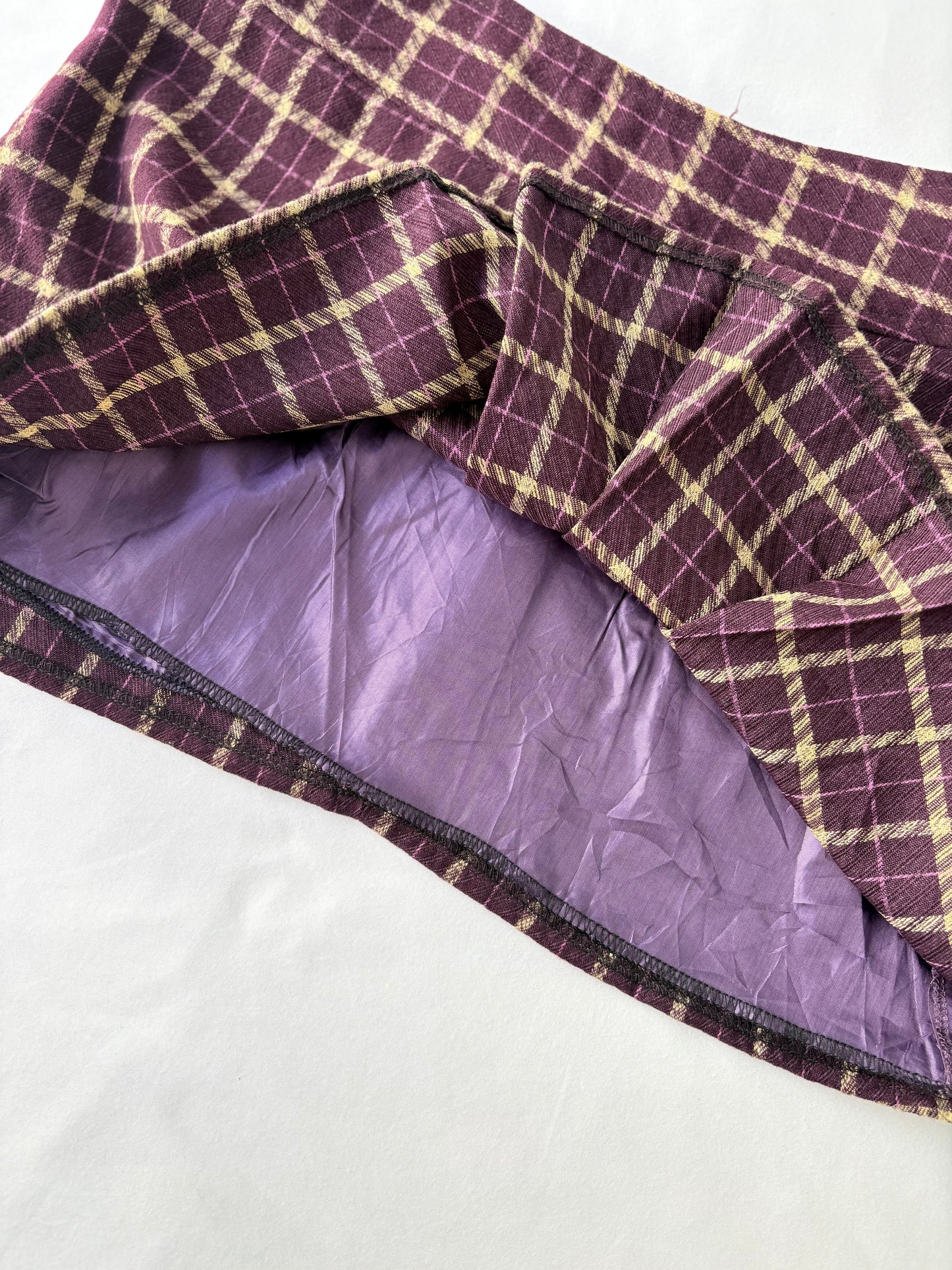 00’s Purple plaid buckle mini skirt | Size 6