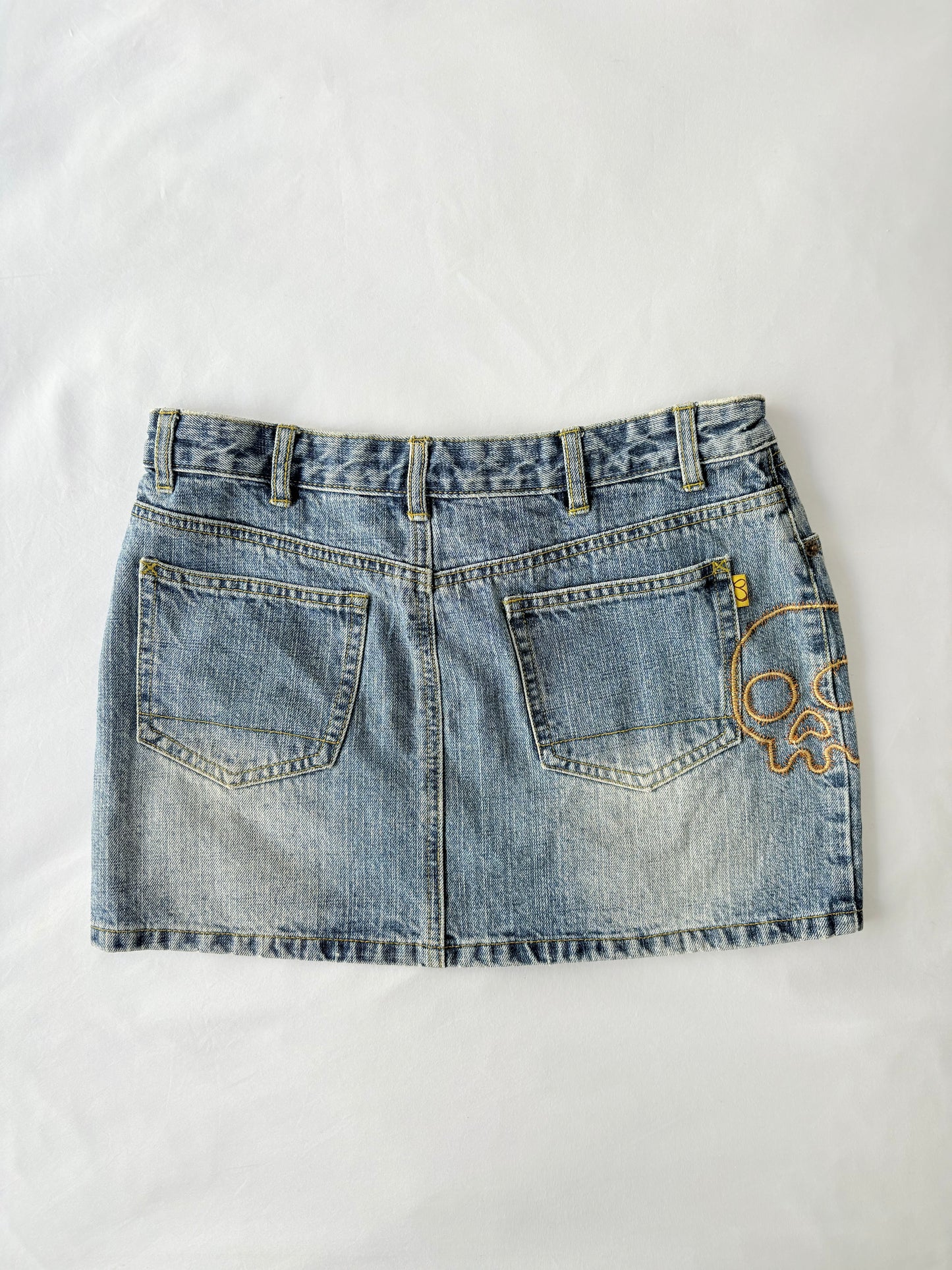 00’s Skull denim mini skirt | Size 10