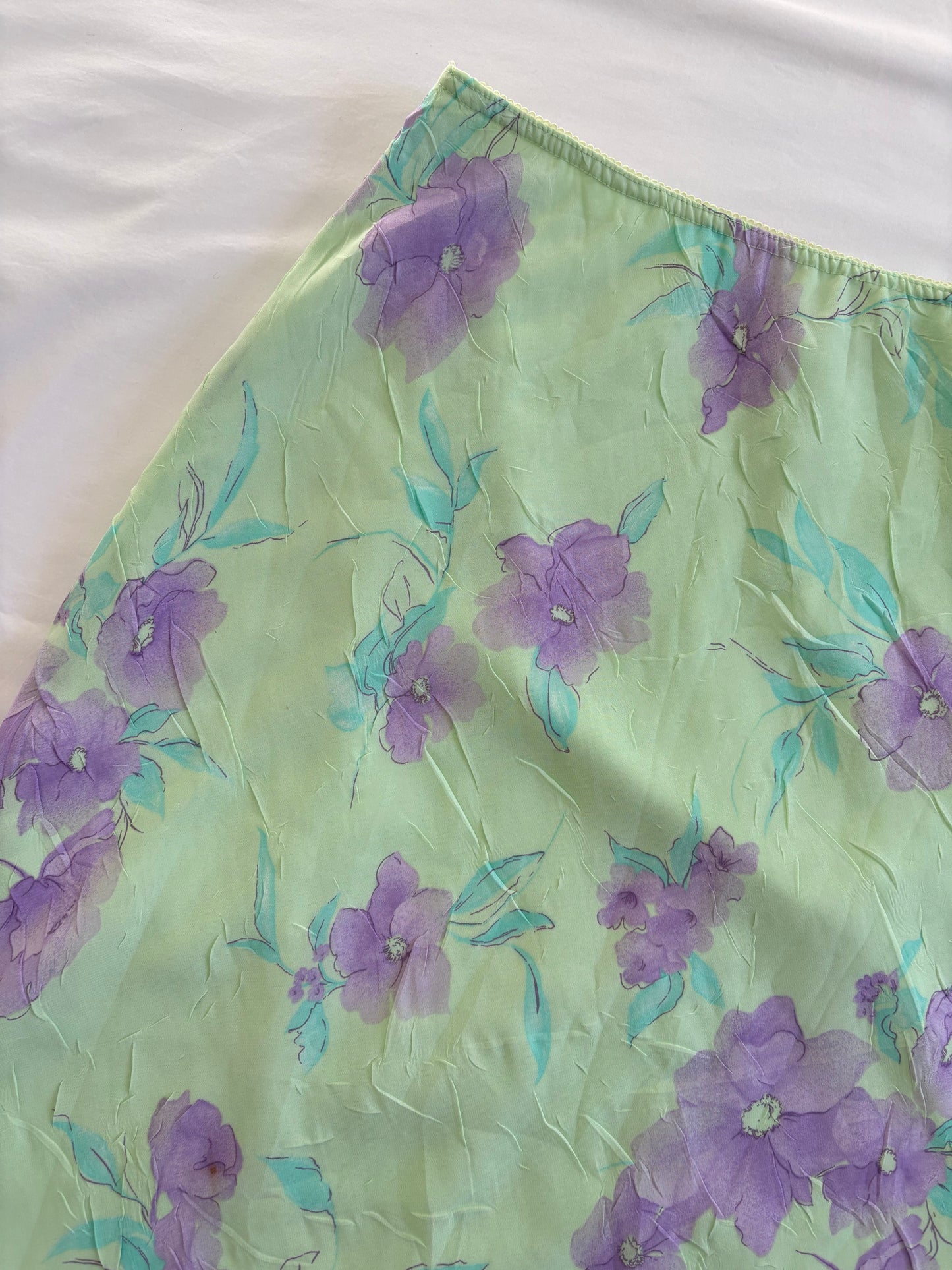 00’s Green floral midi skirt | Size 14
