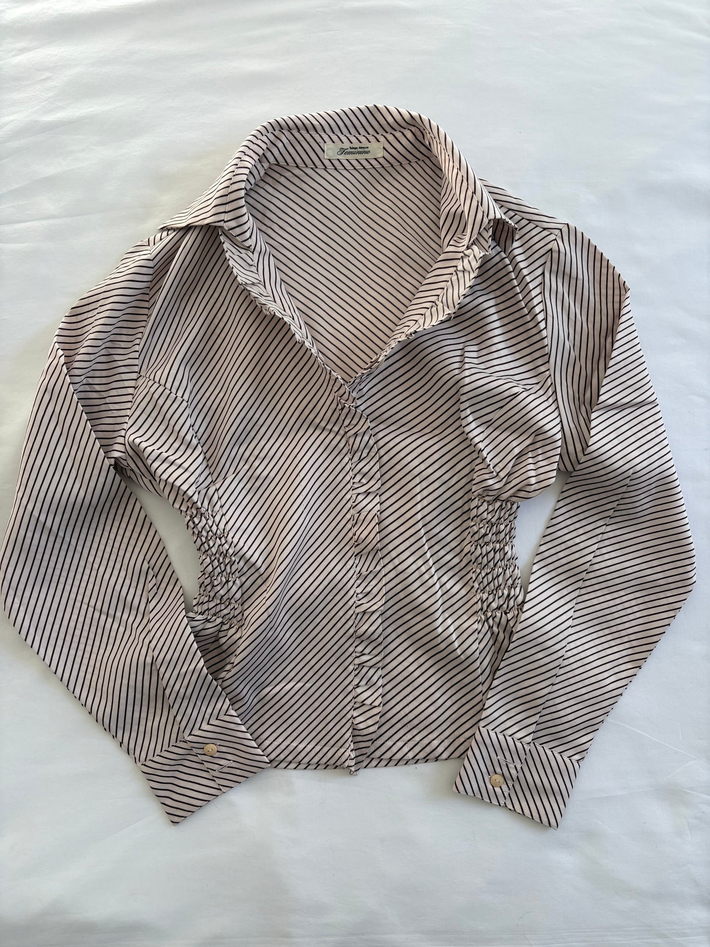 00’s Pink ruffle cinched shirt | Size 8